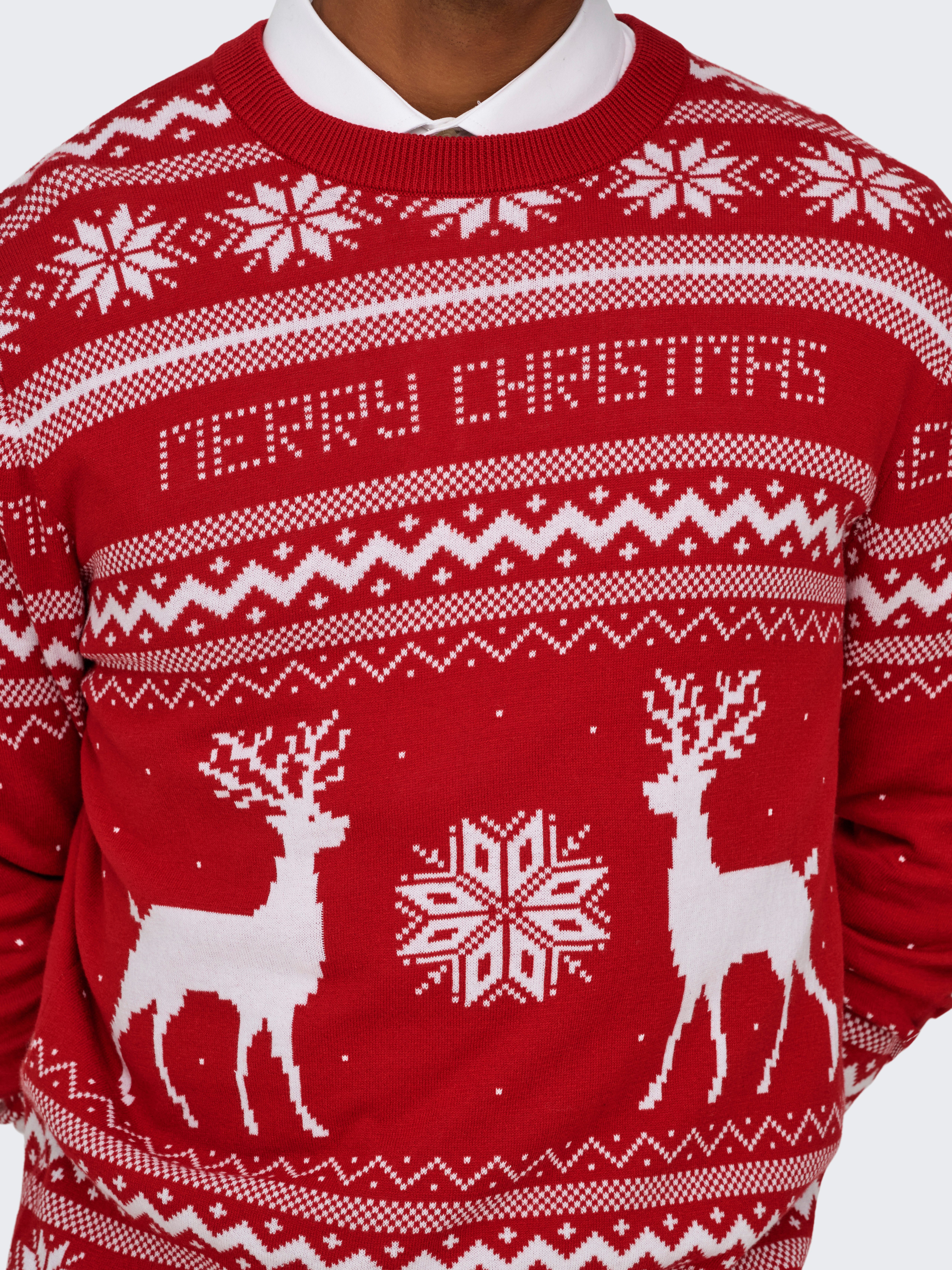 ONLY & SONS Trui met ronde hals ONSXMAS REG 5 JAQ CREW KNIT
