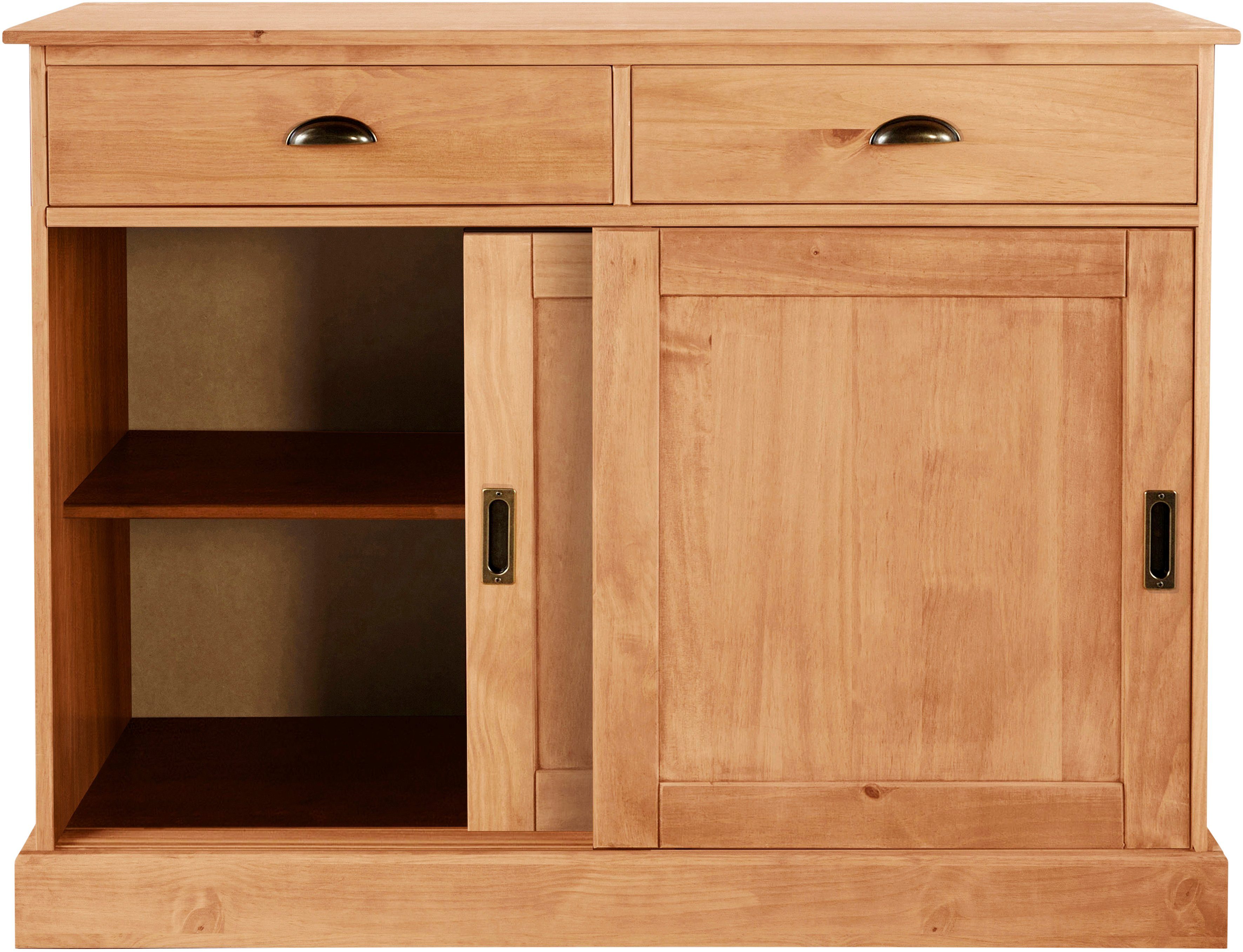 Home affaire Dressoir Schröder Commode, 2 schuifdeuren, 2 lades, van massief dennenhout
