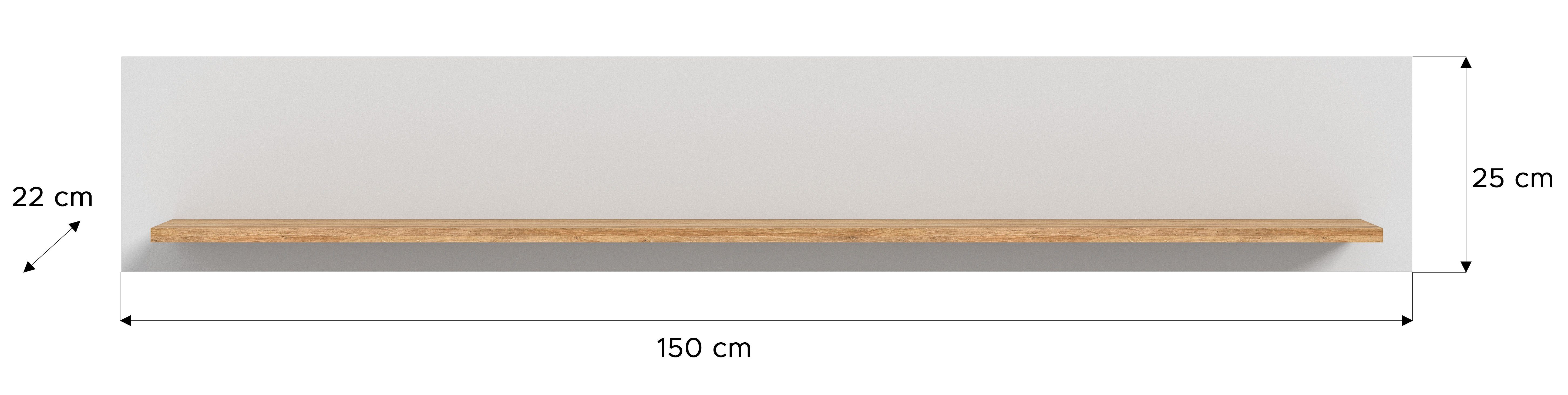 INOSIGN Wandrek Aska, Breedte 150 cm, 1 Plank, inclusief Wandmontagemateriaal Matte look, 2-kleurig, plank, wandplank, opbergruimte, wandpaneel (1 stuk)