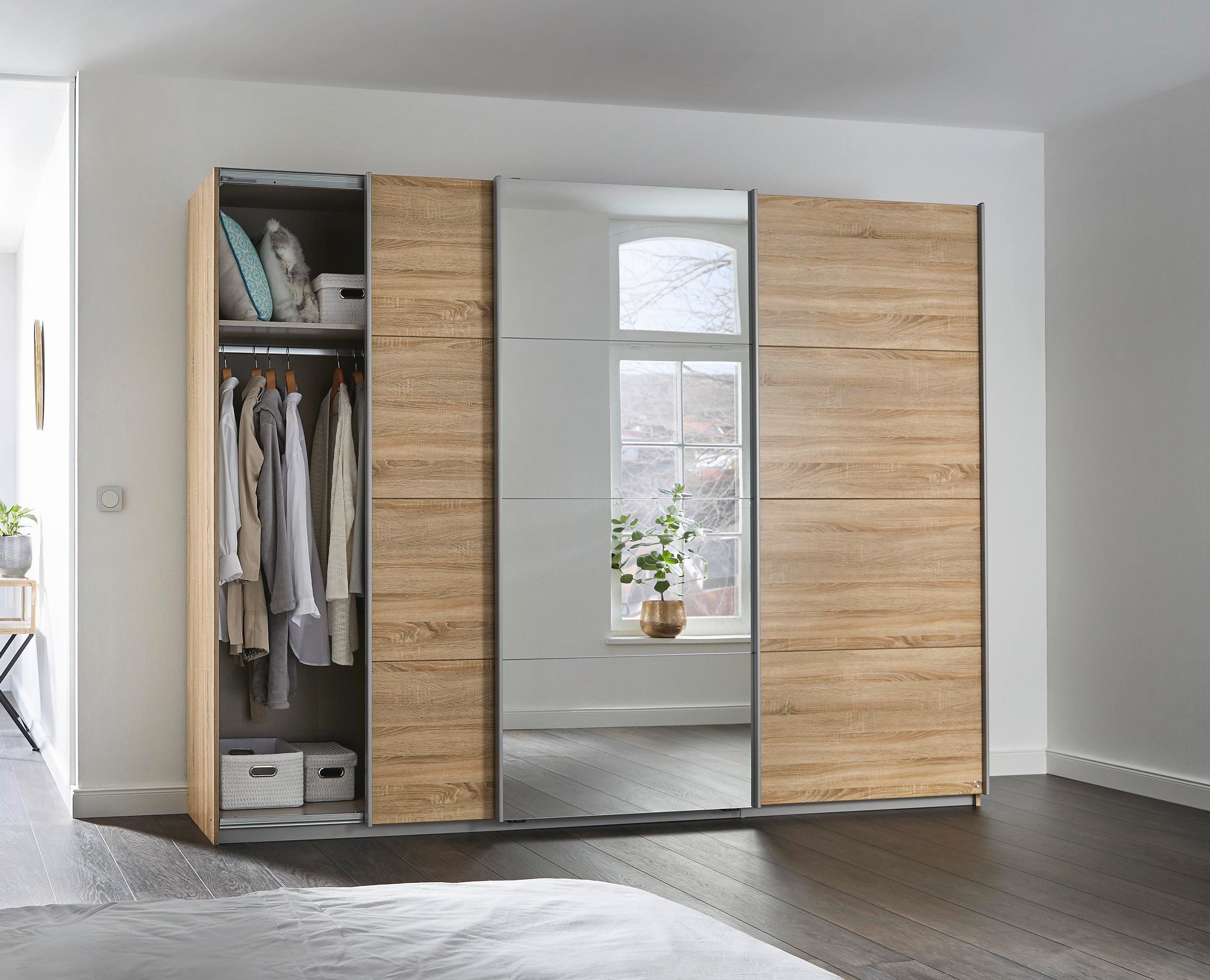 rauch Zweefdeurkast Kledingkast kast garderobe linnenkast kleedkamer KULMBACH in 2 hoogtes verkrijgbaar, met metalen handgrepen made in germany