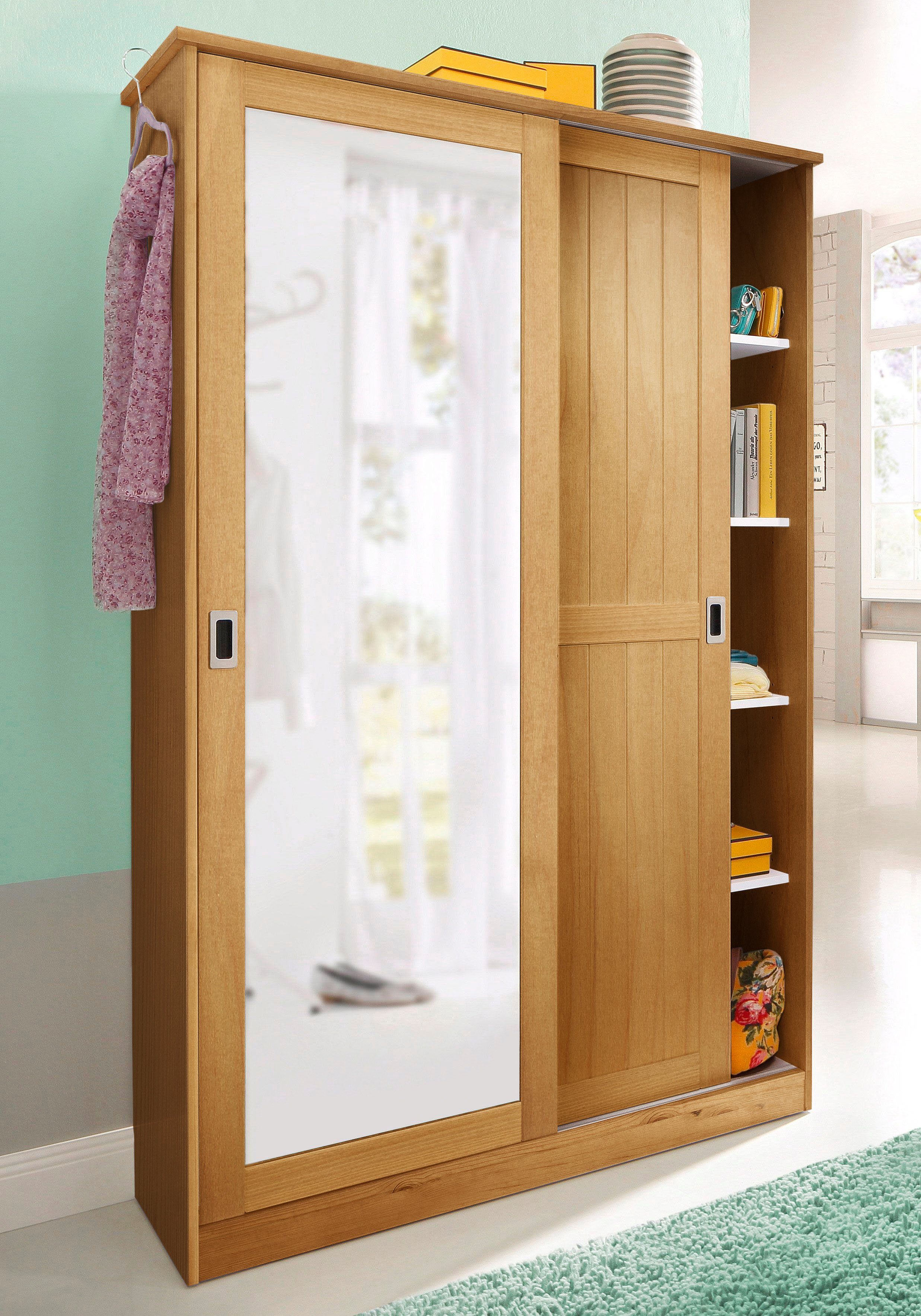 Home affaire Kledingkast Nekso met spiegel, breedte 114 cm, van mdf of massief hout, fsc®