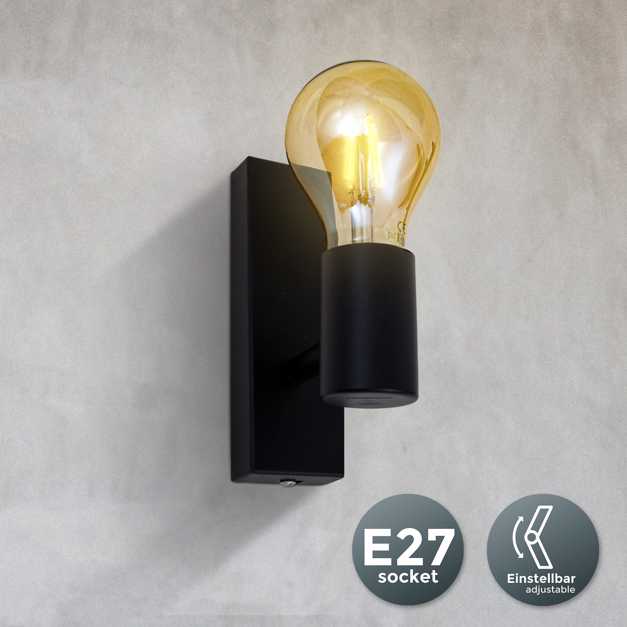 B.K.Licht Led-wandlamp Retro wandlamp vintage wandspot mat industrieel woonkamer gang E27