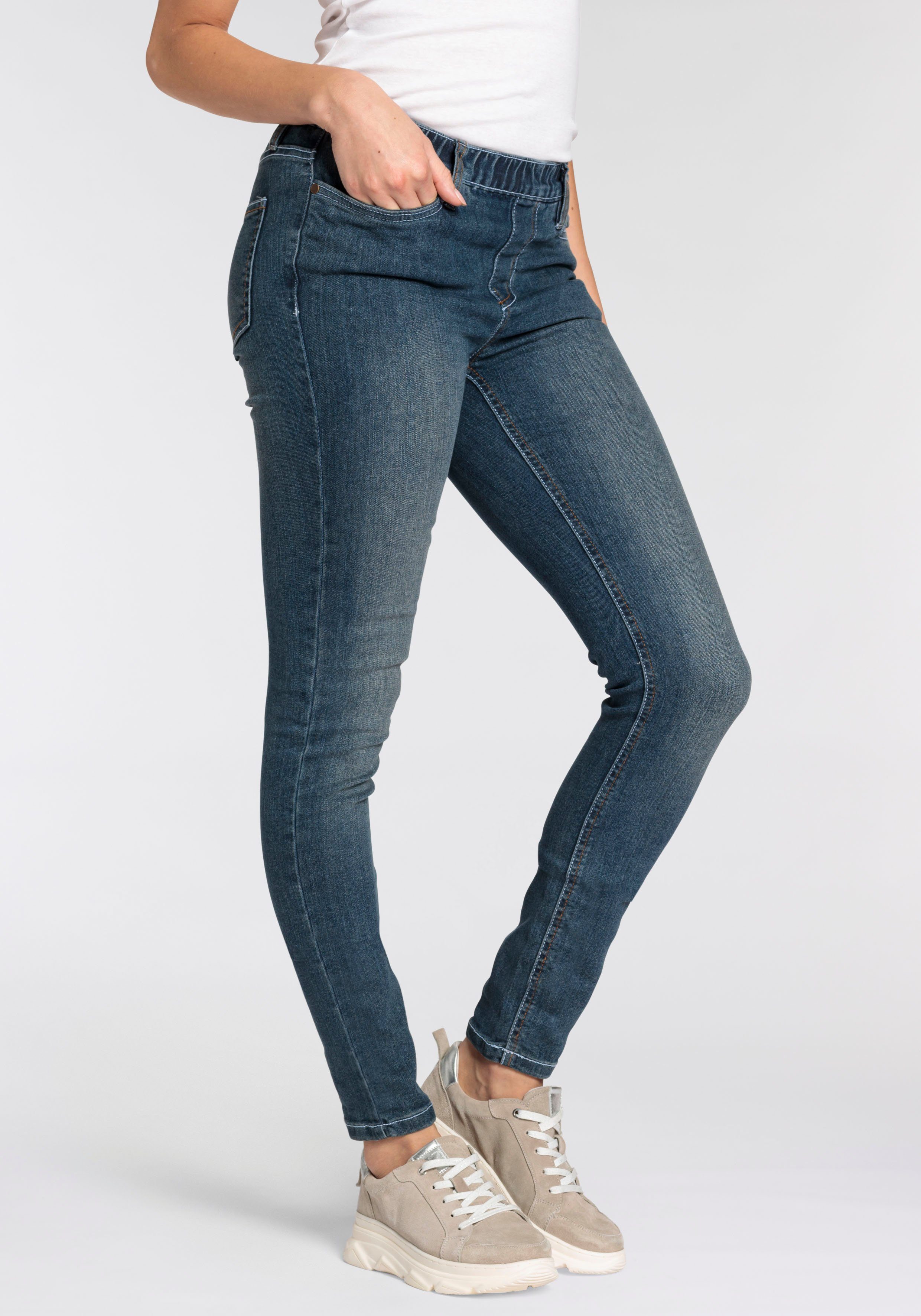 Flashlights Jeggings strakke pasvorm, skinny jeans, used-look-wassing, hoge taille (Set van 2)