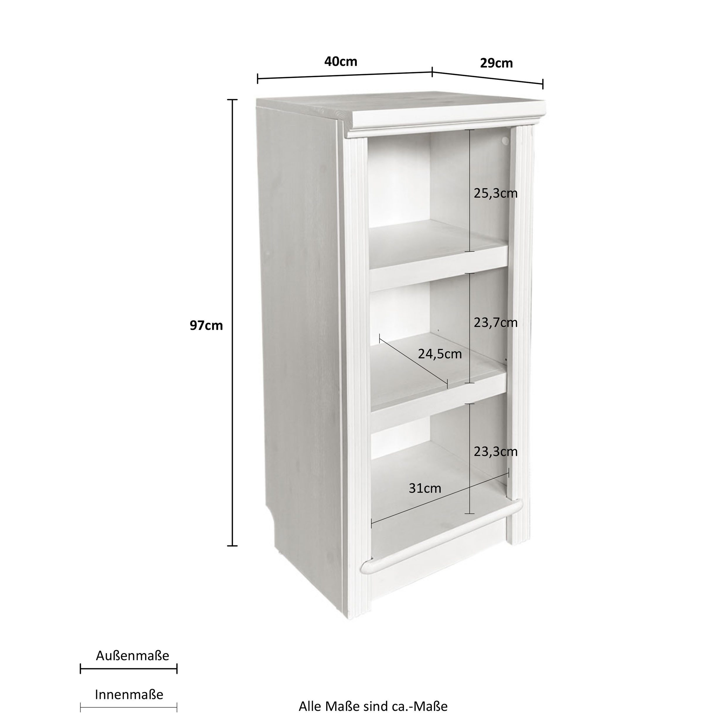 Home affaire Staand rek Soeren tussenschotjes Van massief grenen, afm. (bxdxh): 40x29x97 cm