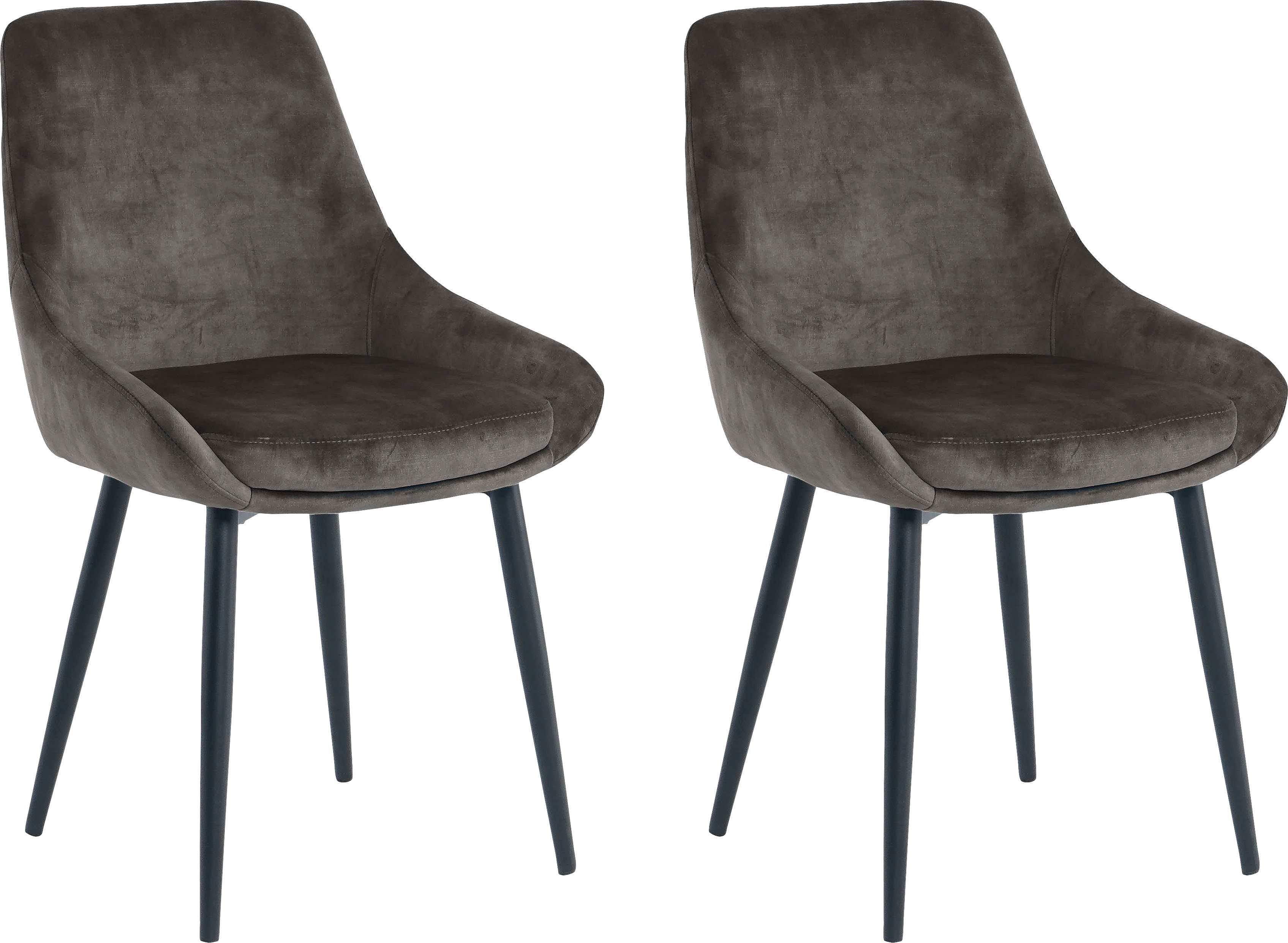 SIT Stoel glamoureuze bekleding in fluwelige look (set, 2 stuks) 4 poot stoelen grijs