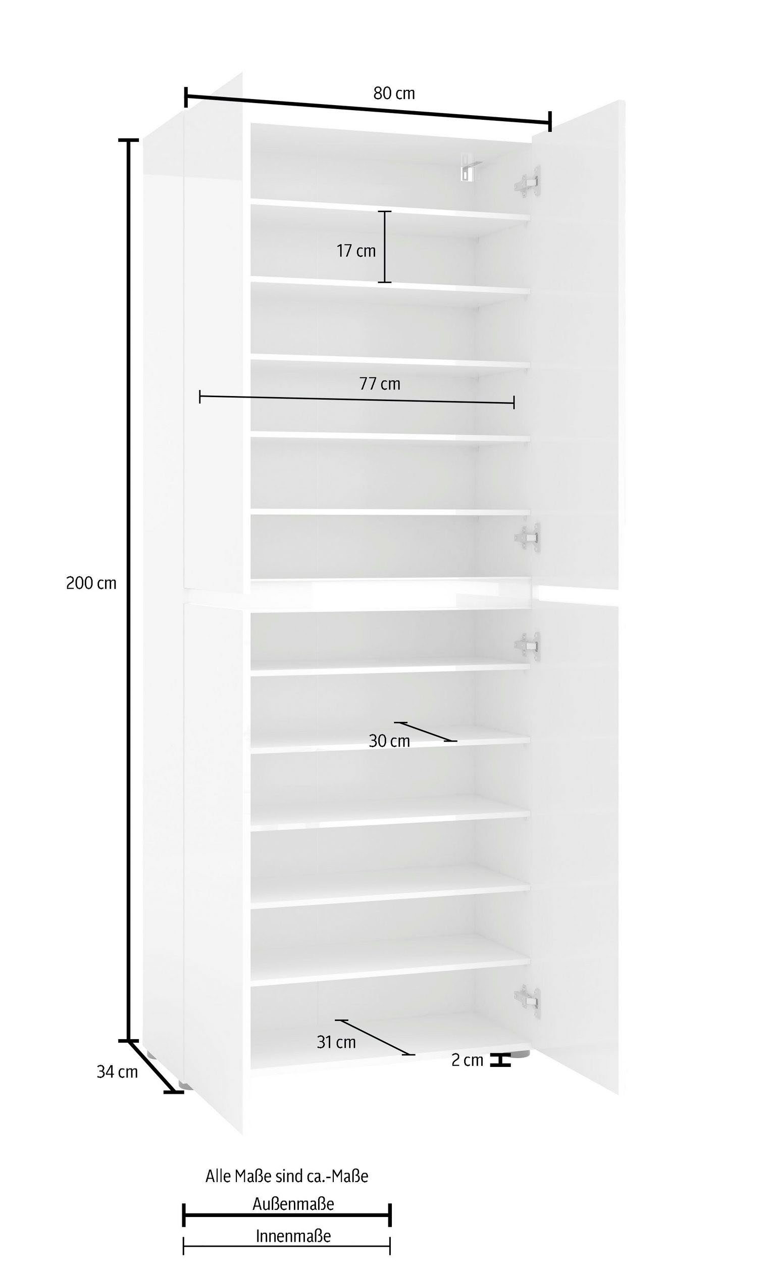 INOSIGN Schoenenkast Mister Breedte 80 cm, hoogte 200 cm, keerbare lijst
