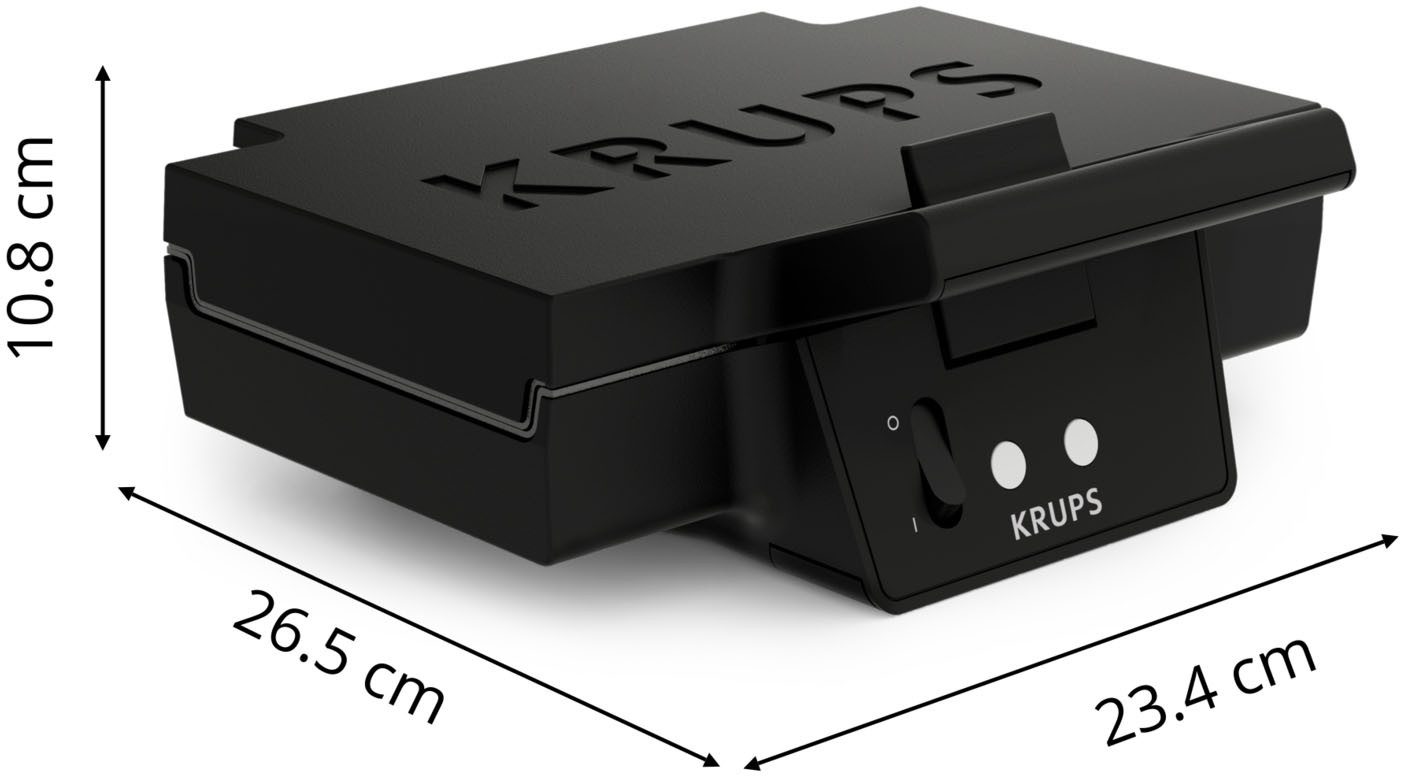 Krups Sandwichmaker Iconische 3-hoekige vorm met elegant design, keramische anti-aanbaklaag
