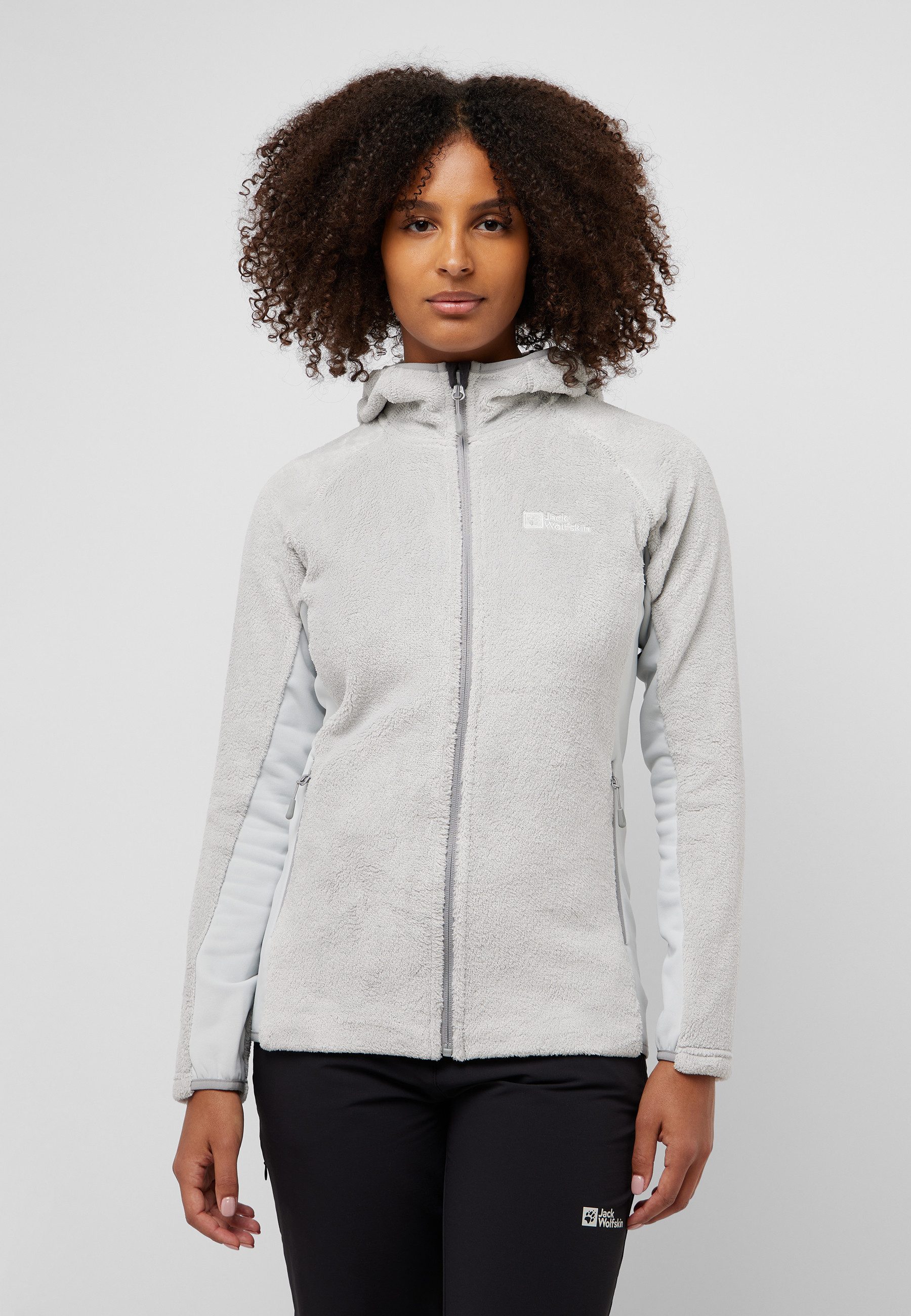 Jack Wolfskin Rotwand Hooded FZ Women Fleece jack met capuchon Dames XL cool grey Cool Grey