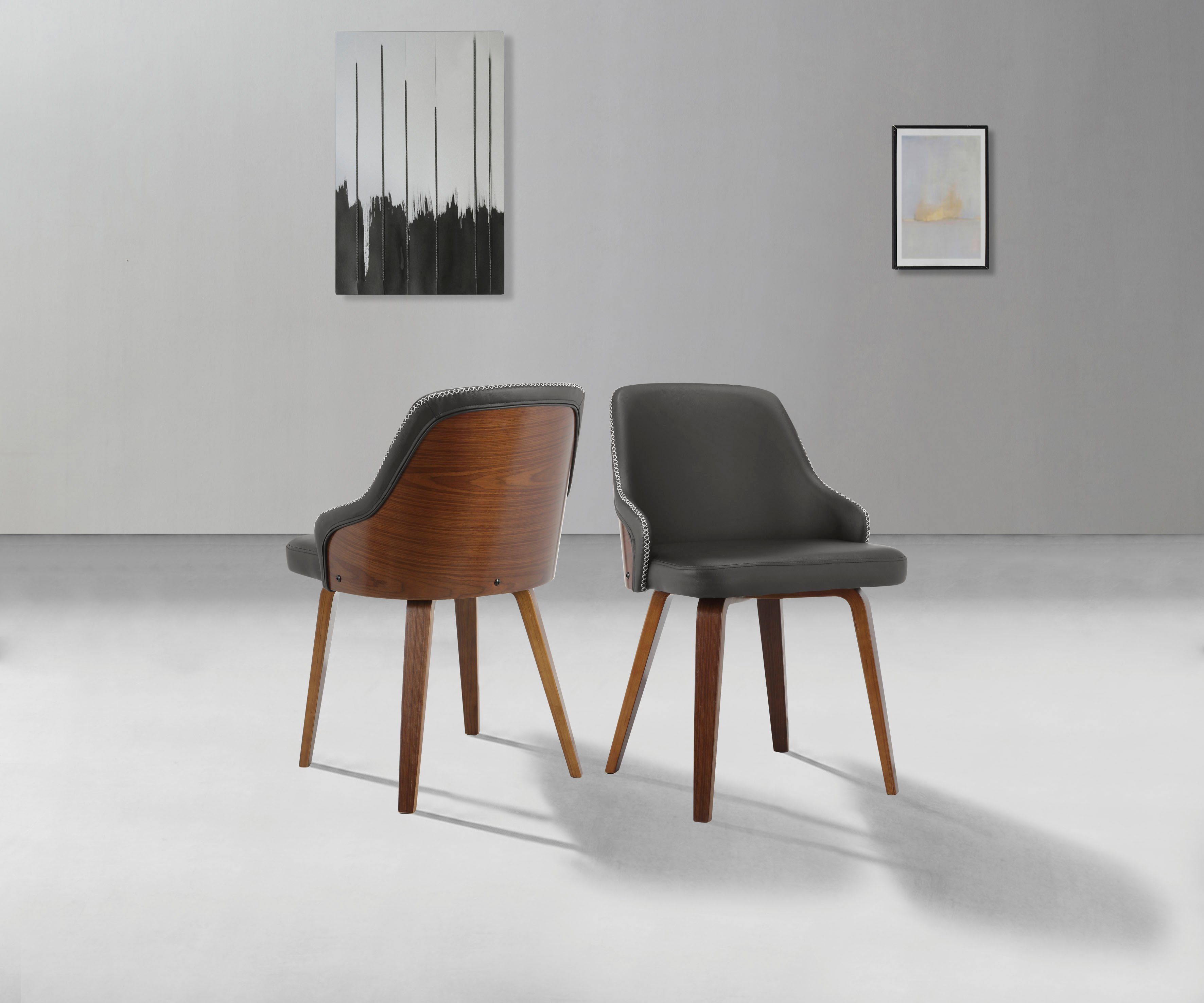 INOSIGN Eetkamerstoel Bojan gemakkelijk te onderhouden imitatieleer, beklede zitting en rugleuning, zithoogte 47 cm (2 stuks)