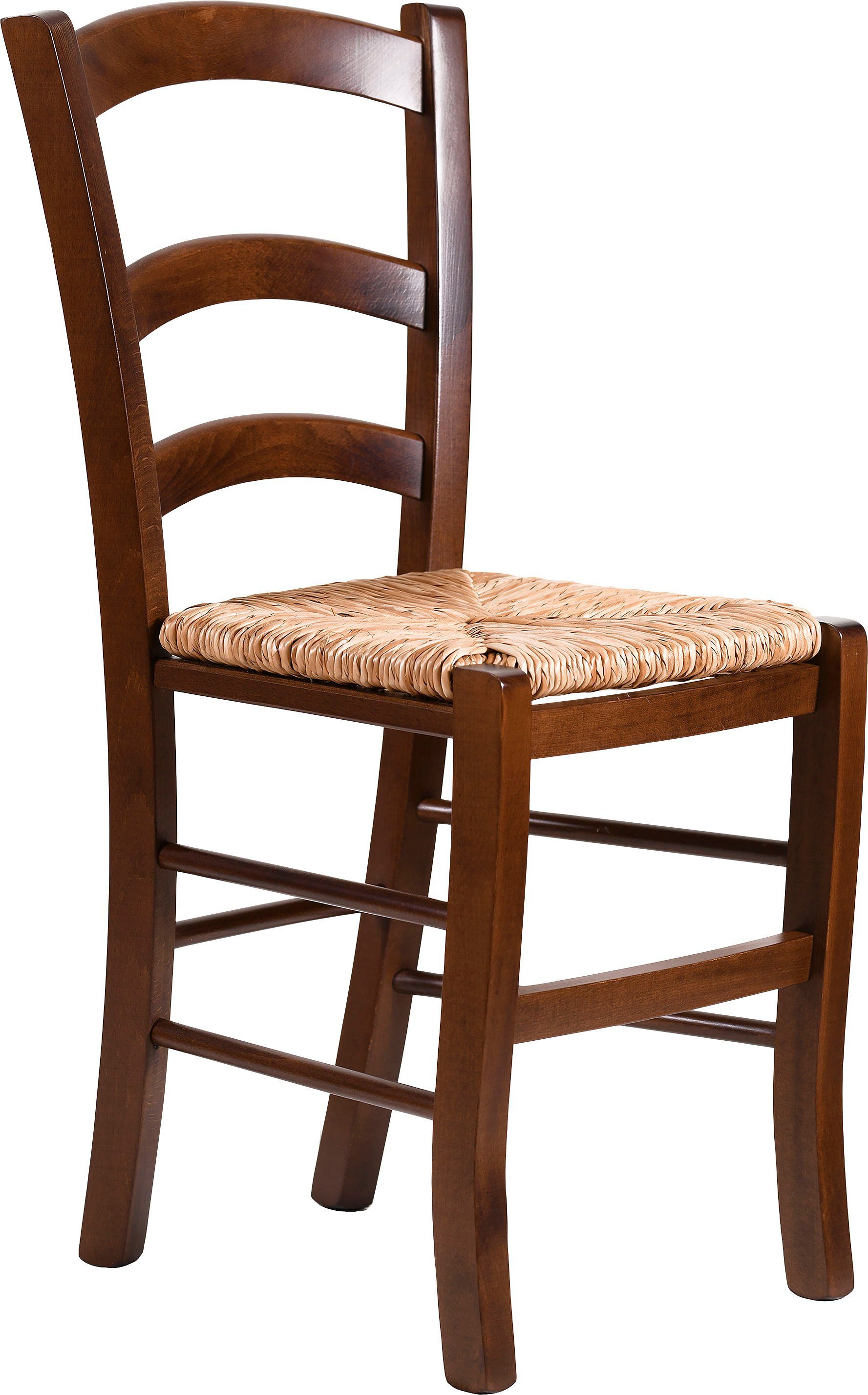 Home affaire Eetkamerstoel Super Paesana van massief beukenhout met zitting van grasvlechtwerk (set, 2 stuks)