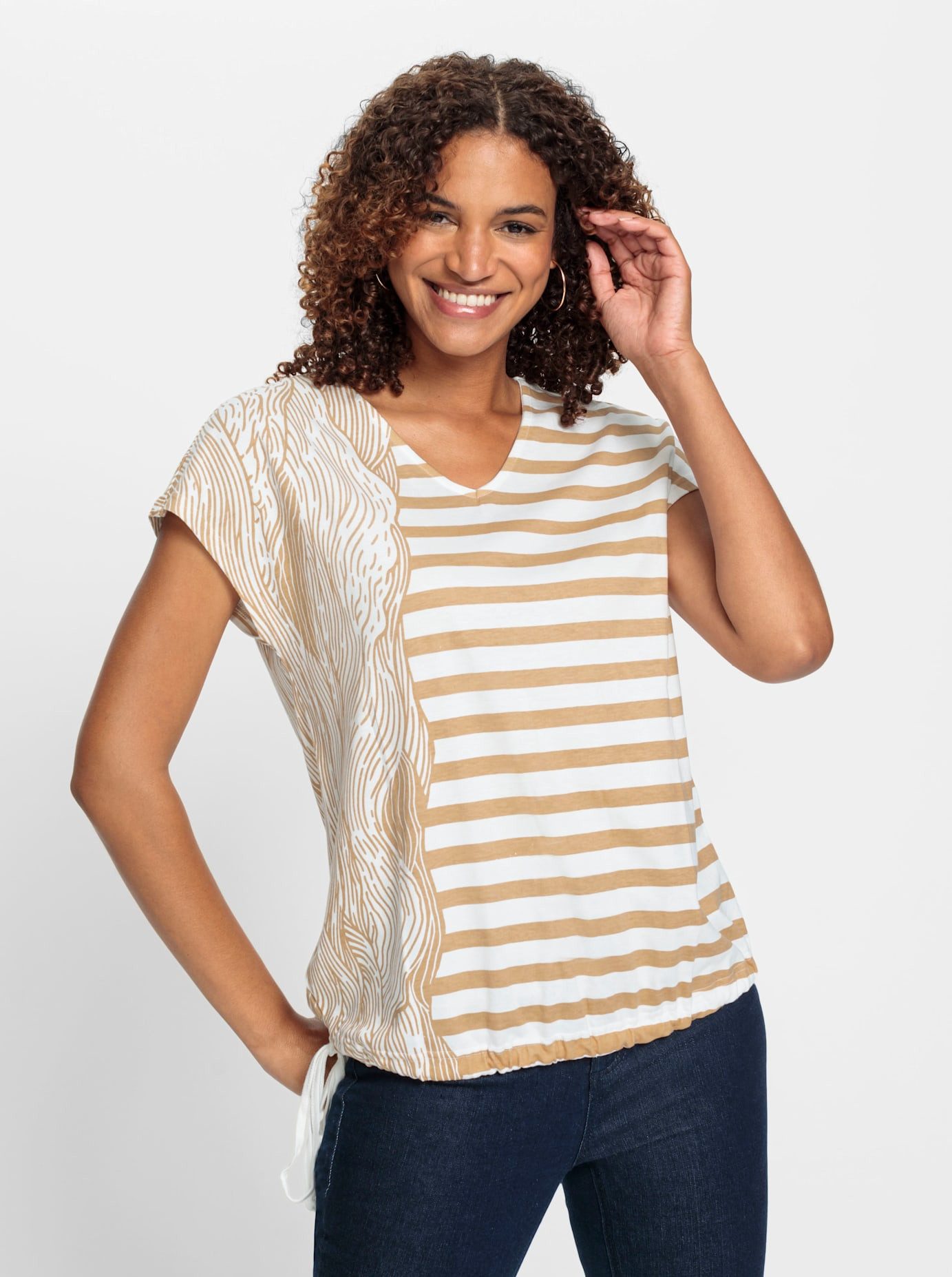Casual Looks Shirt met V-hals Shirt (1-delig)