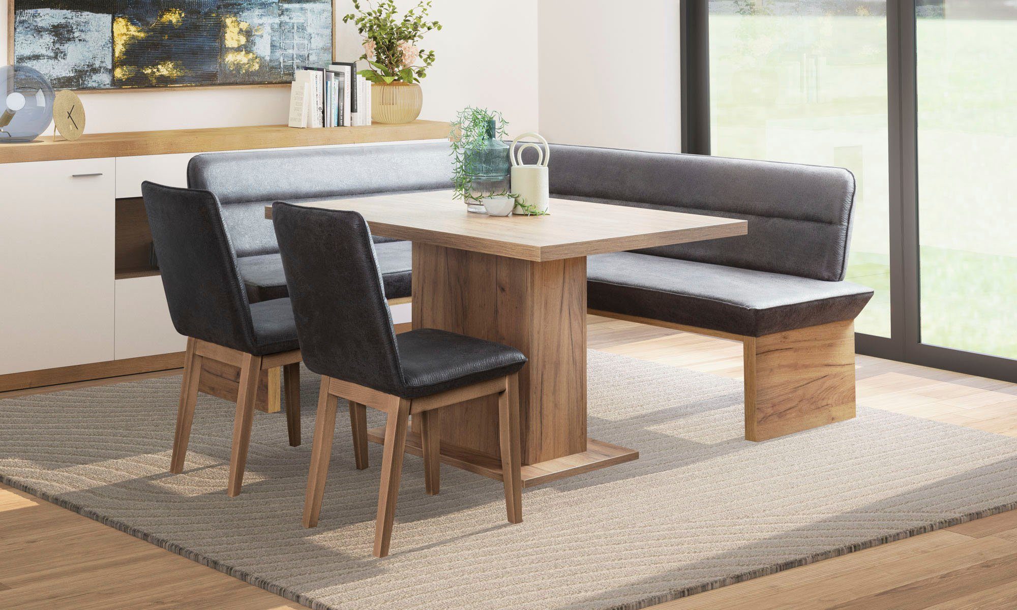 Home affaire Eetkamerstoel Beluna gestoffeerde stoel eetkamer bestseller Frame en poten van massief eiken, modern landhuis (set, 2 stuks)