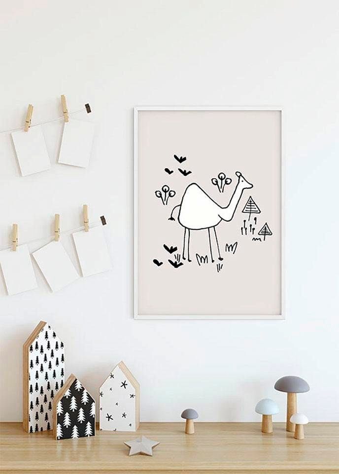 Komar Wanddecoratie Scribble Kameel Wanddecoratie - zonder lijst (1 stuk)