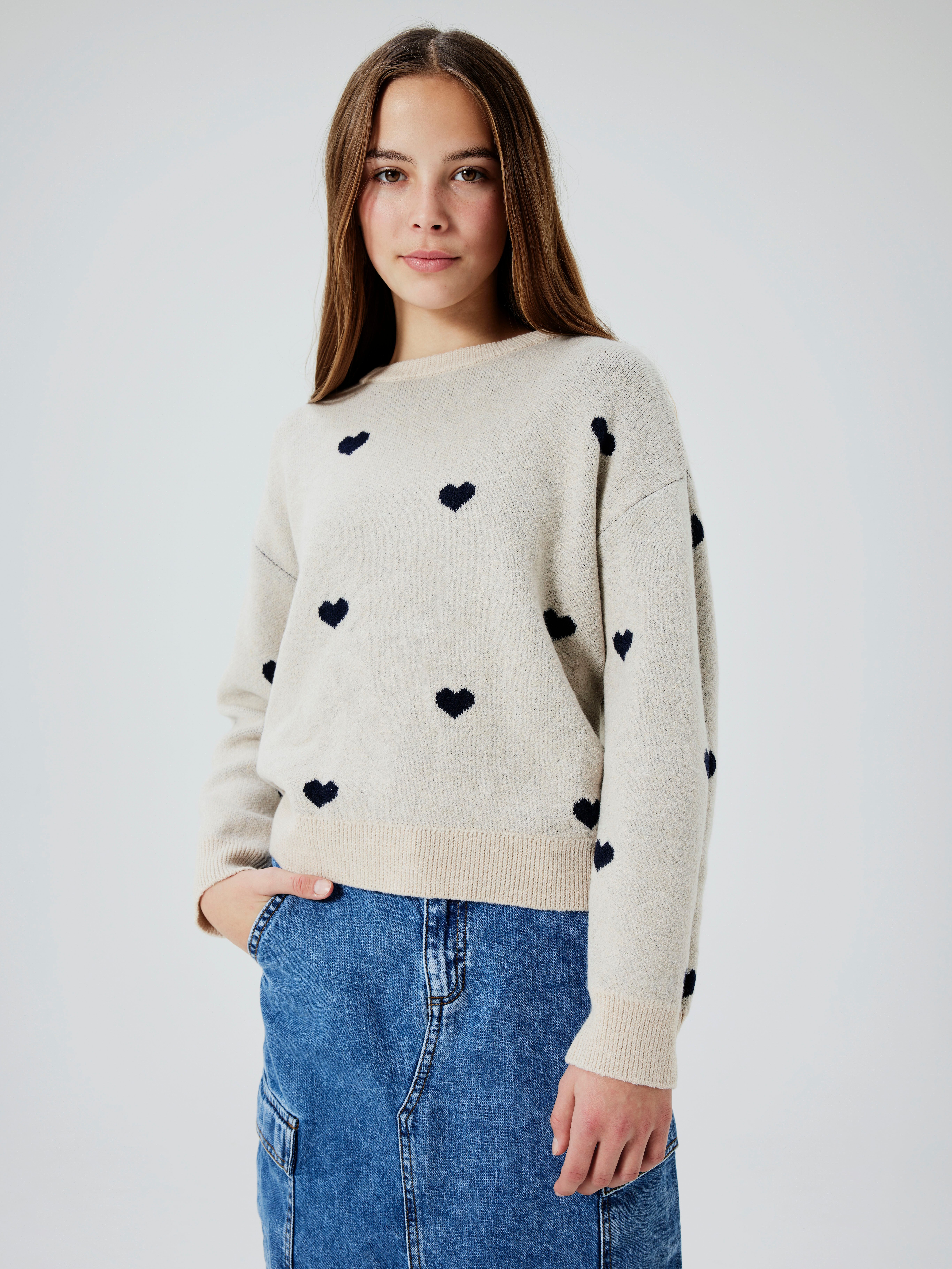 Name It Trui met ronde hals NKFODESSA LS KNIT BF meisjes truien maat 122 (128) beige