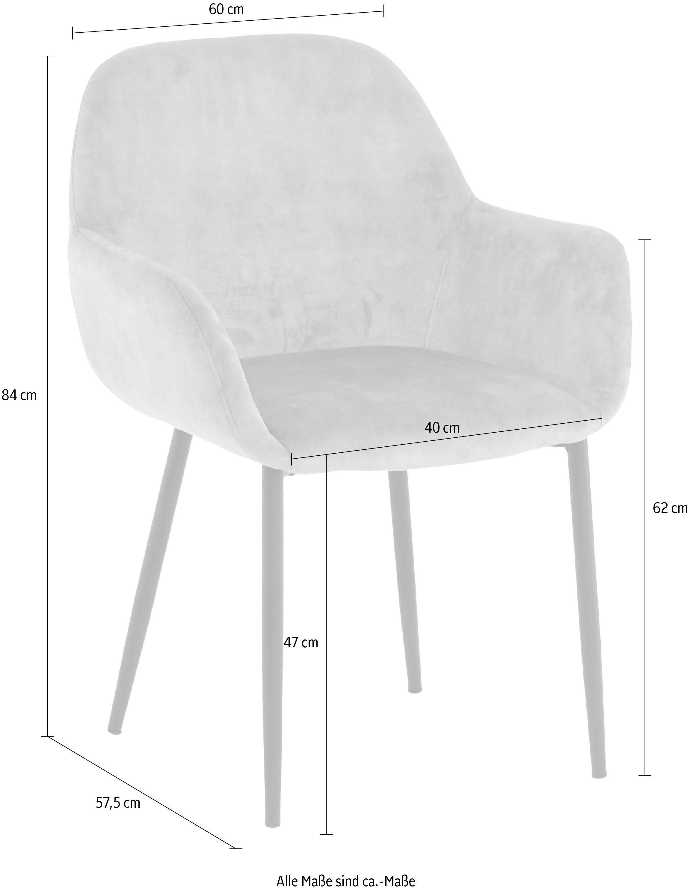 SIT Stoel met armleuningen glamoureuze bekleding in fluwelige look (set, 2 stuks)