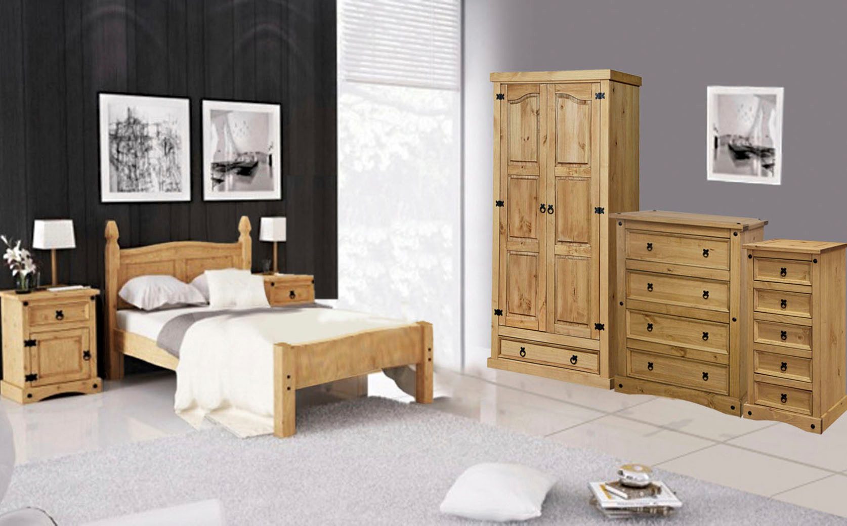 Home affaire Bedframe Houten oppervlak honingkleurig gewaxed (1-delig)
