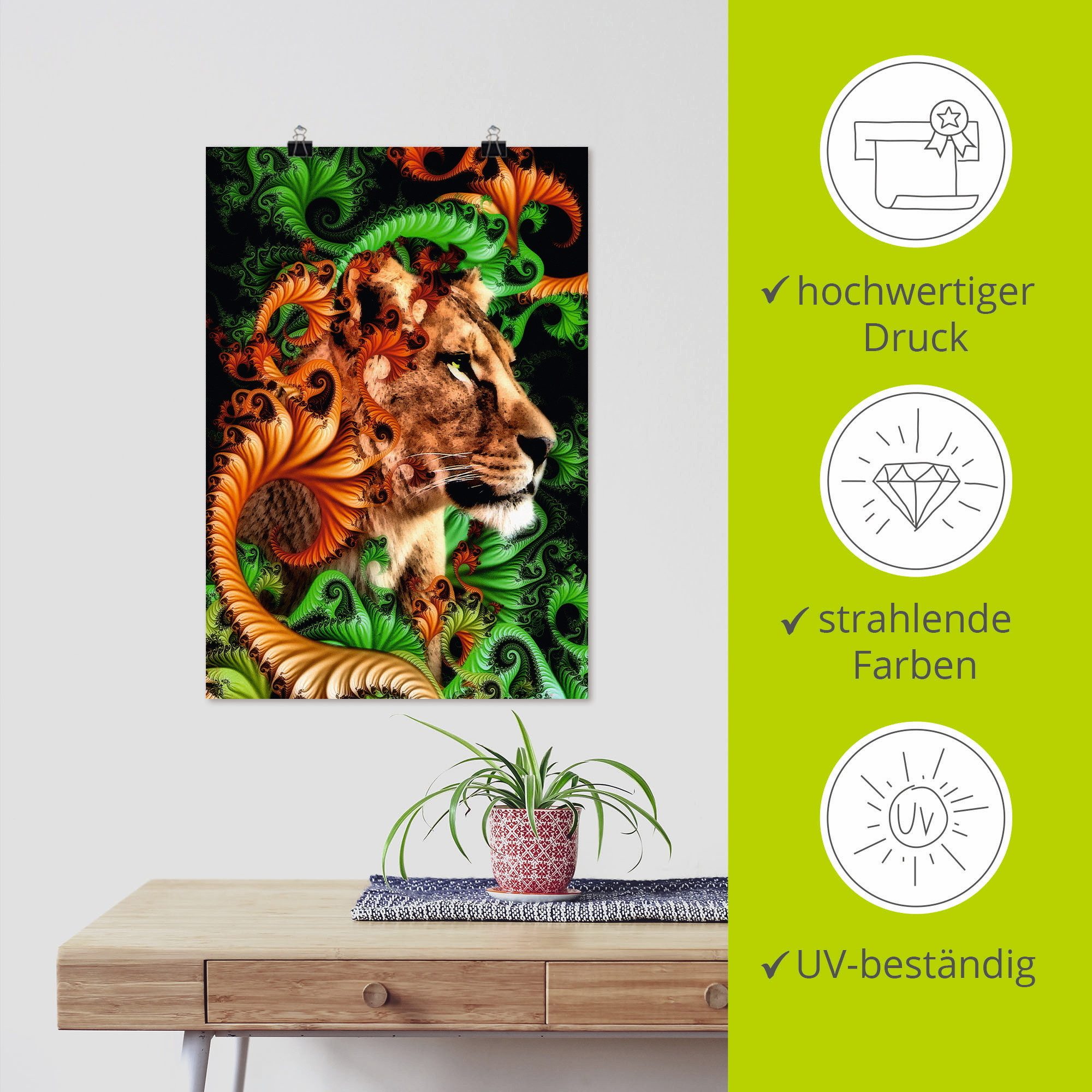 Artland Poster In de jungle als artprint van aluminium, artprint op linnen, muursticker of poster in verschillende maten