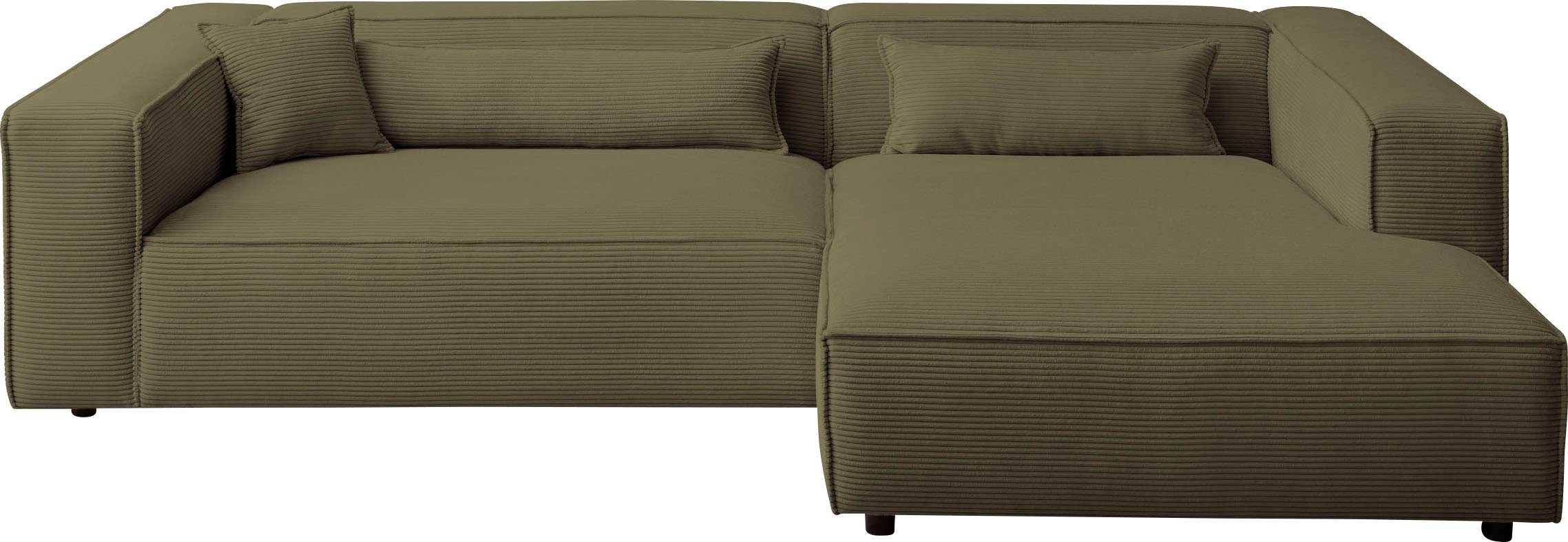 LeGer Home by Lena Gercke Hoekbank PIARA XXL, Big-sofa in cord of linnenlook, L-vorm, met biesnaad