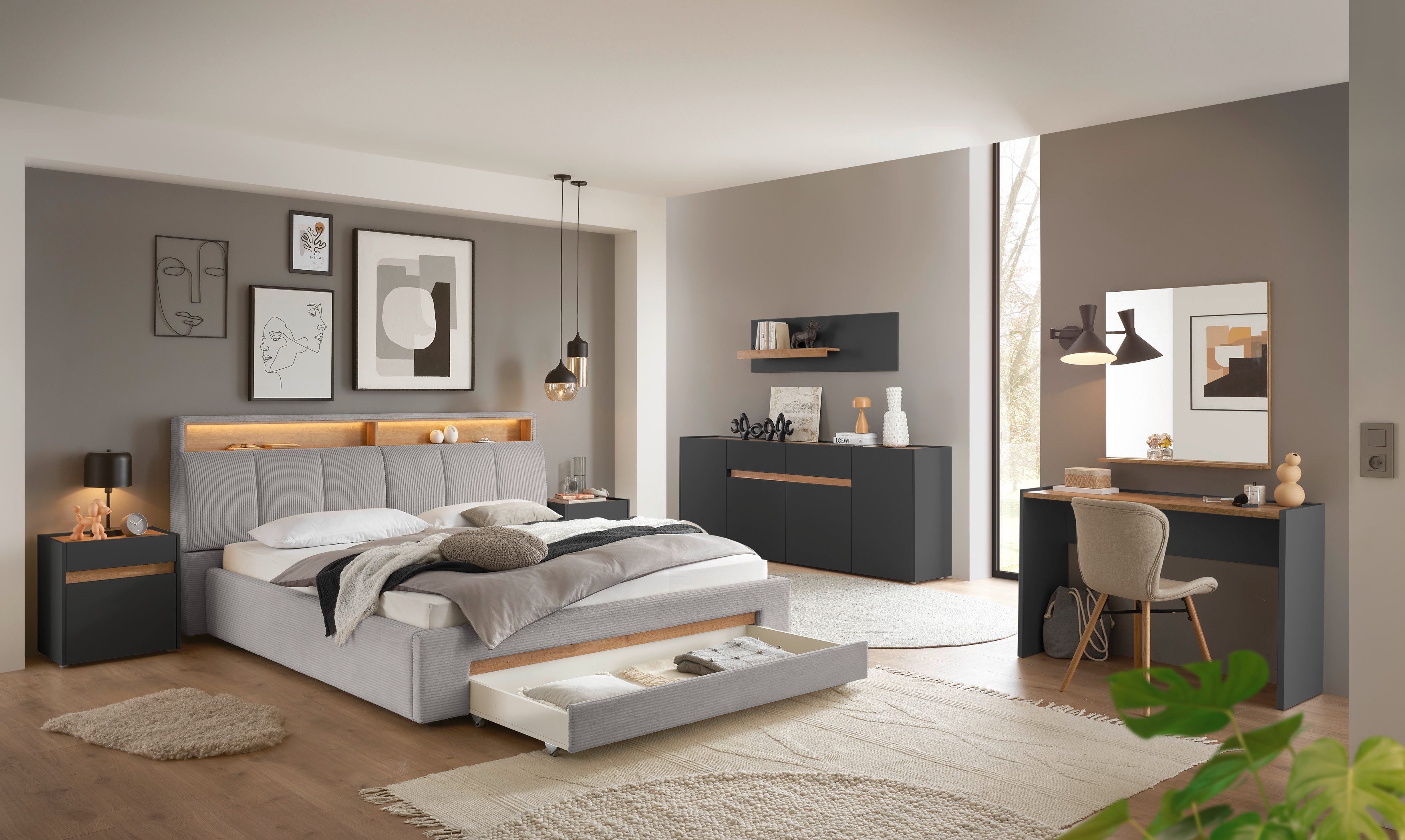 INOSIGN Gestoffeerd bed CiTY/GiRON,, gepolsterd opbergbed, met LED-verlichting Bedkisten met hondenbed of als opbergruimte, opklapbare hoofdeinden