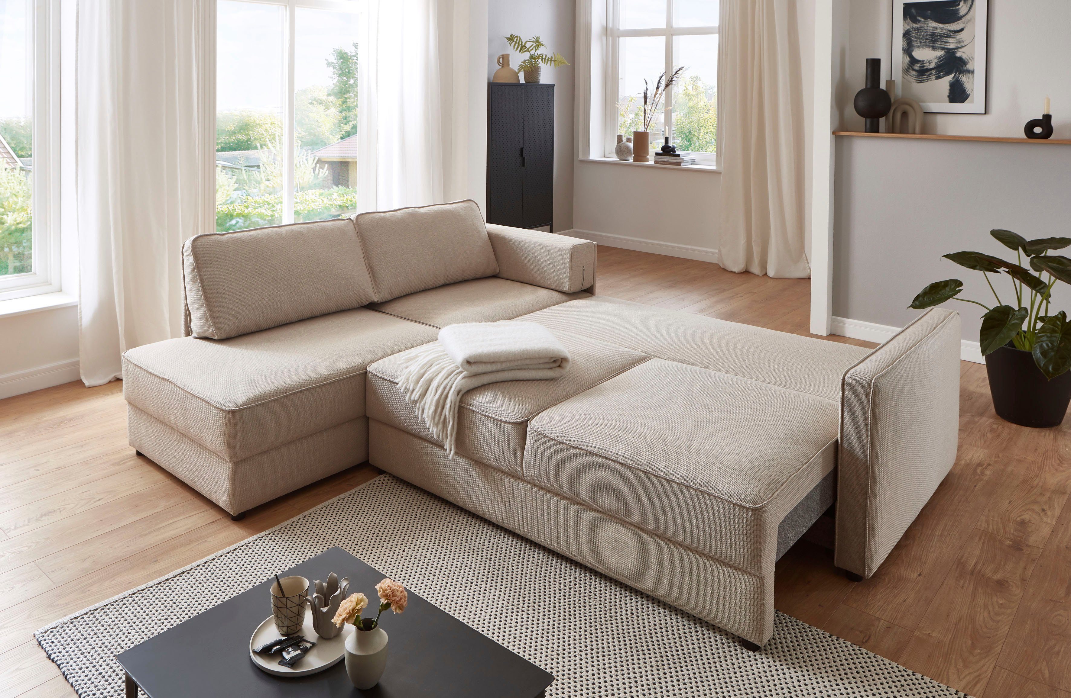 ATLANTIC home collection Slaapbank Chill Hoekbank met slaapfunctie en bedlade