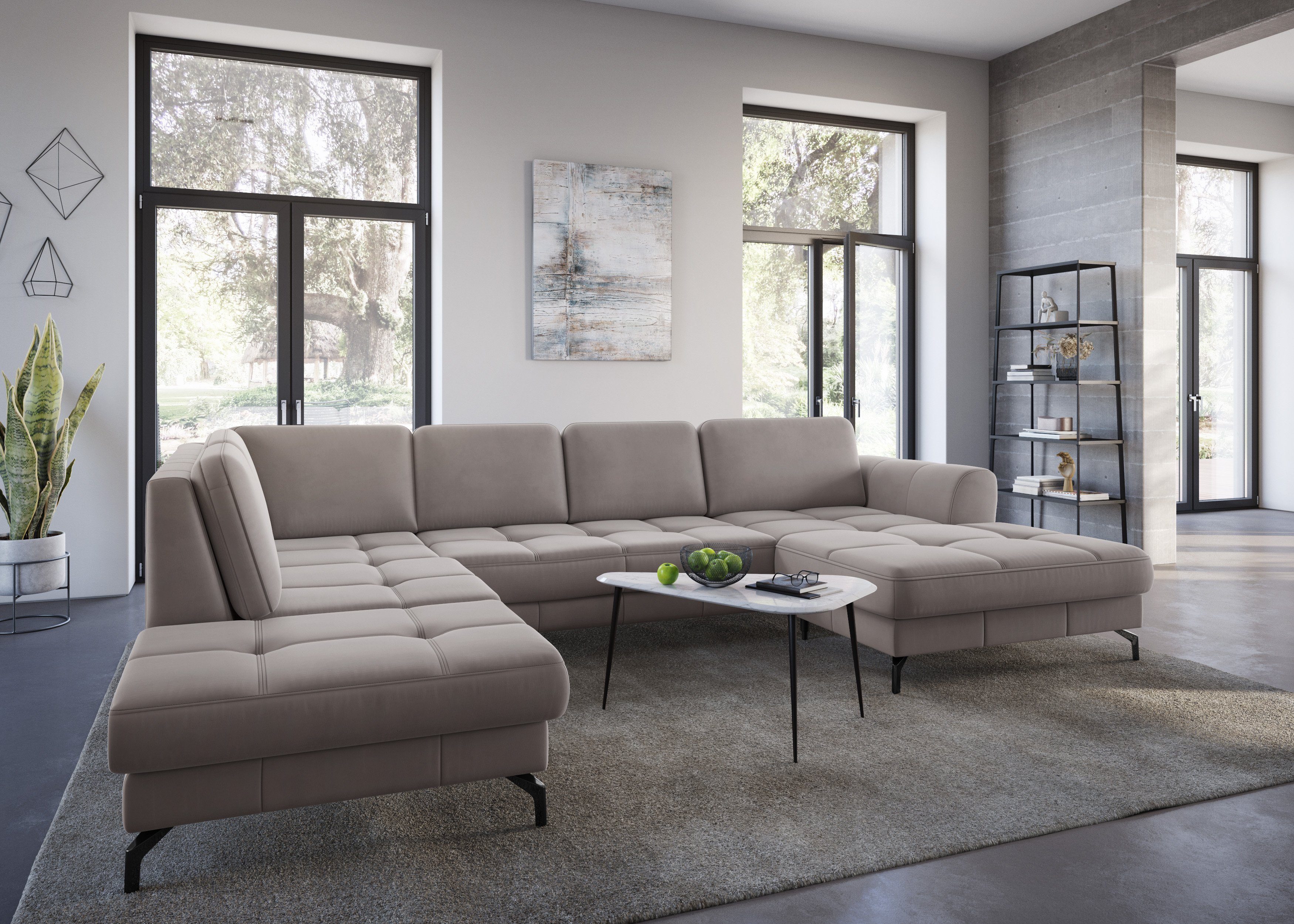 sit&more Zithoek Bendigo U-vorm inclusief zitdiepteverstelling, bodemvrijheid 12 cm, in 2 pootkleuren