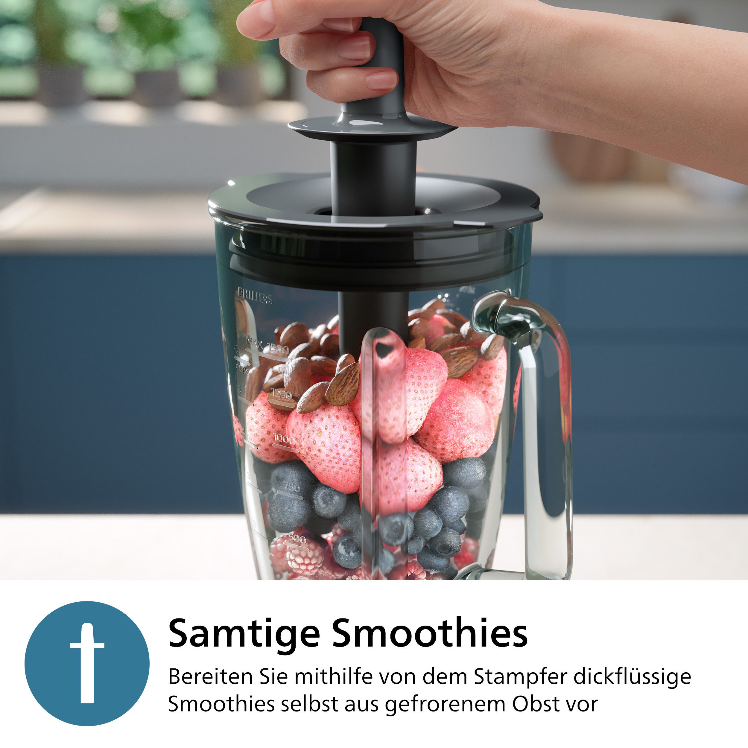 Philips Blender HR3040/00 5000 Series, met ProBlend Plus-technologie 2-liter container en automatische reiniging, roestvrij staal/grijs