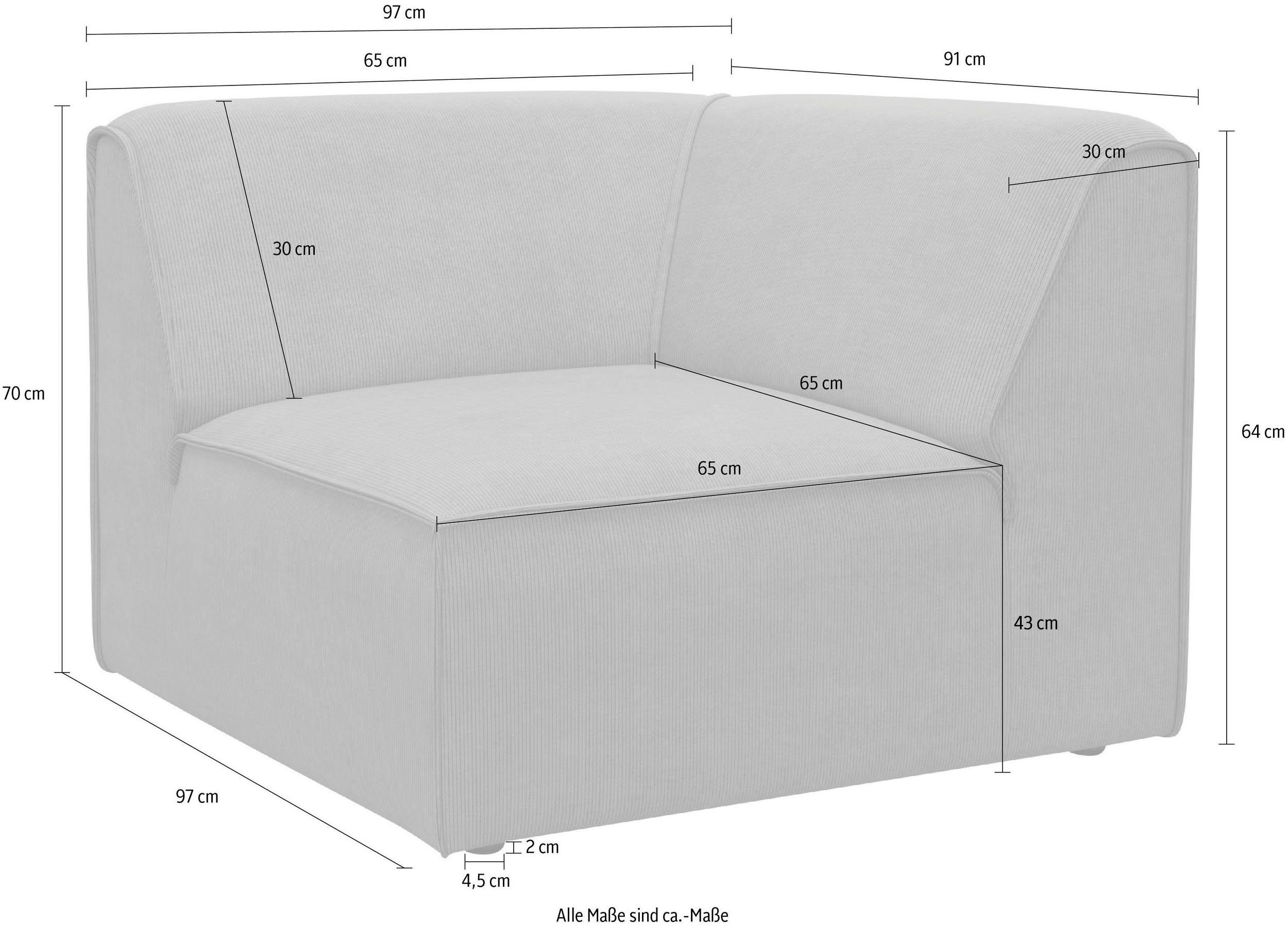 RAUM.ID Bank-hoekelement Merid, sofa-element, afmetingen B/D/H: 97/97/46 cm als module of apart te gebruiken, voor individuele samenstelling