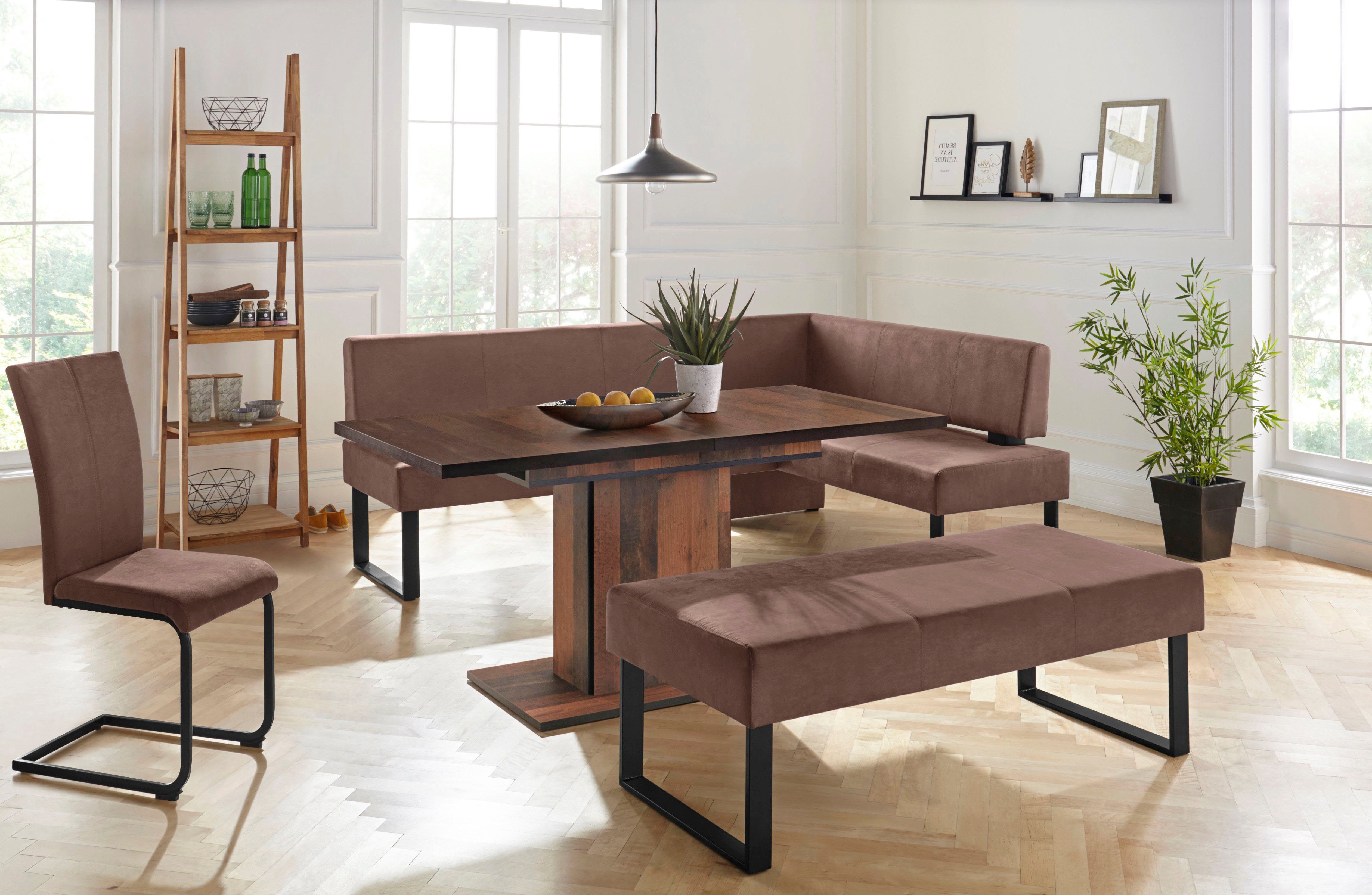 Home affaire Hoekbank Oliver met metalen frame, keukenbank verschillende hoezen cord eetkamerbank ottos choice