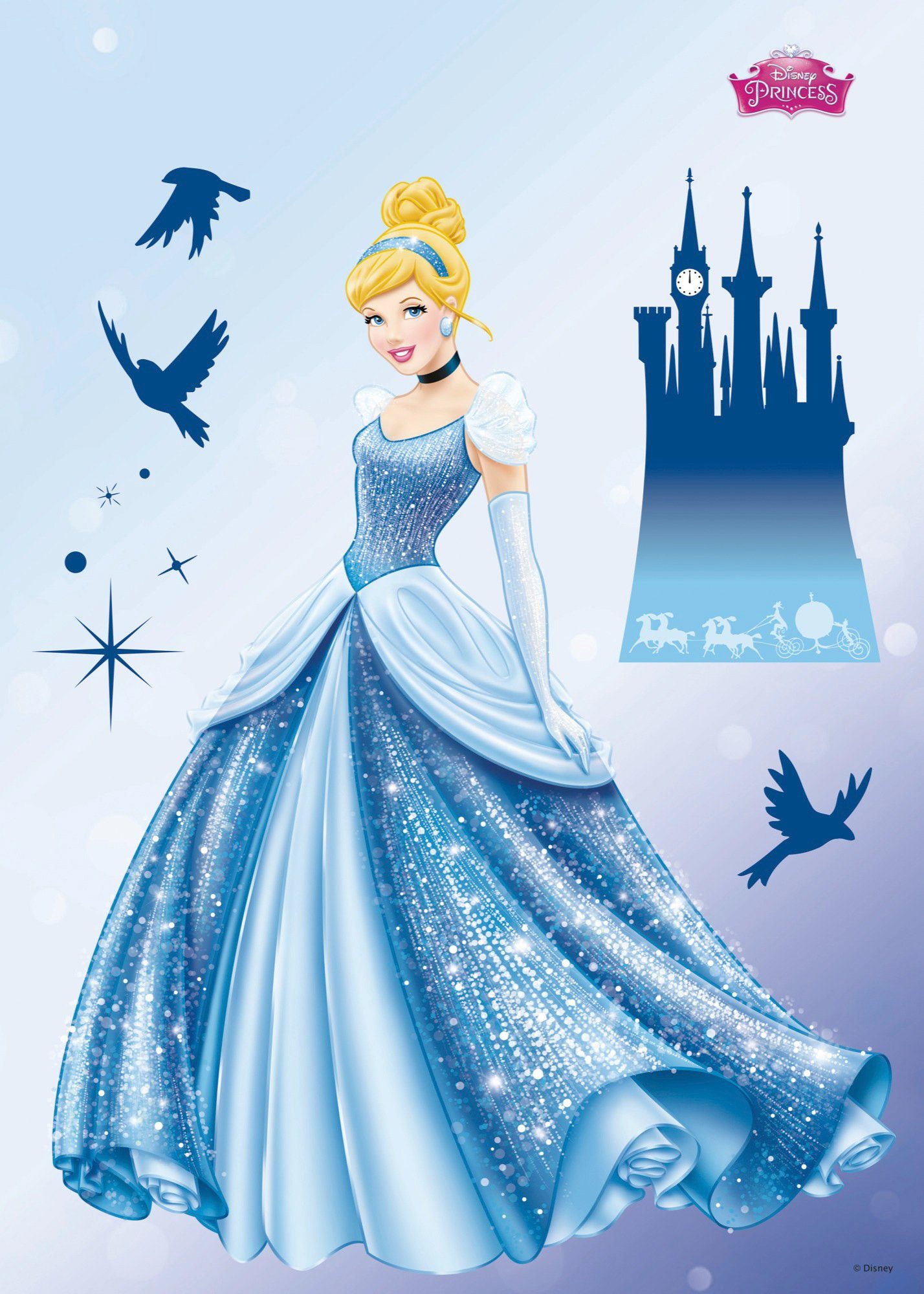 komar wandfolie princess dream 50x70 cm (breedte x hoogte), zelfklevende wandtattoo (set, 10-delig) blauw