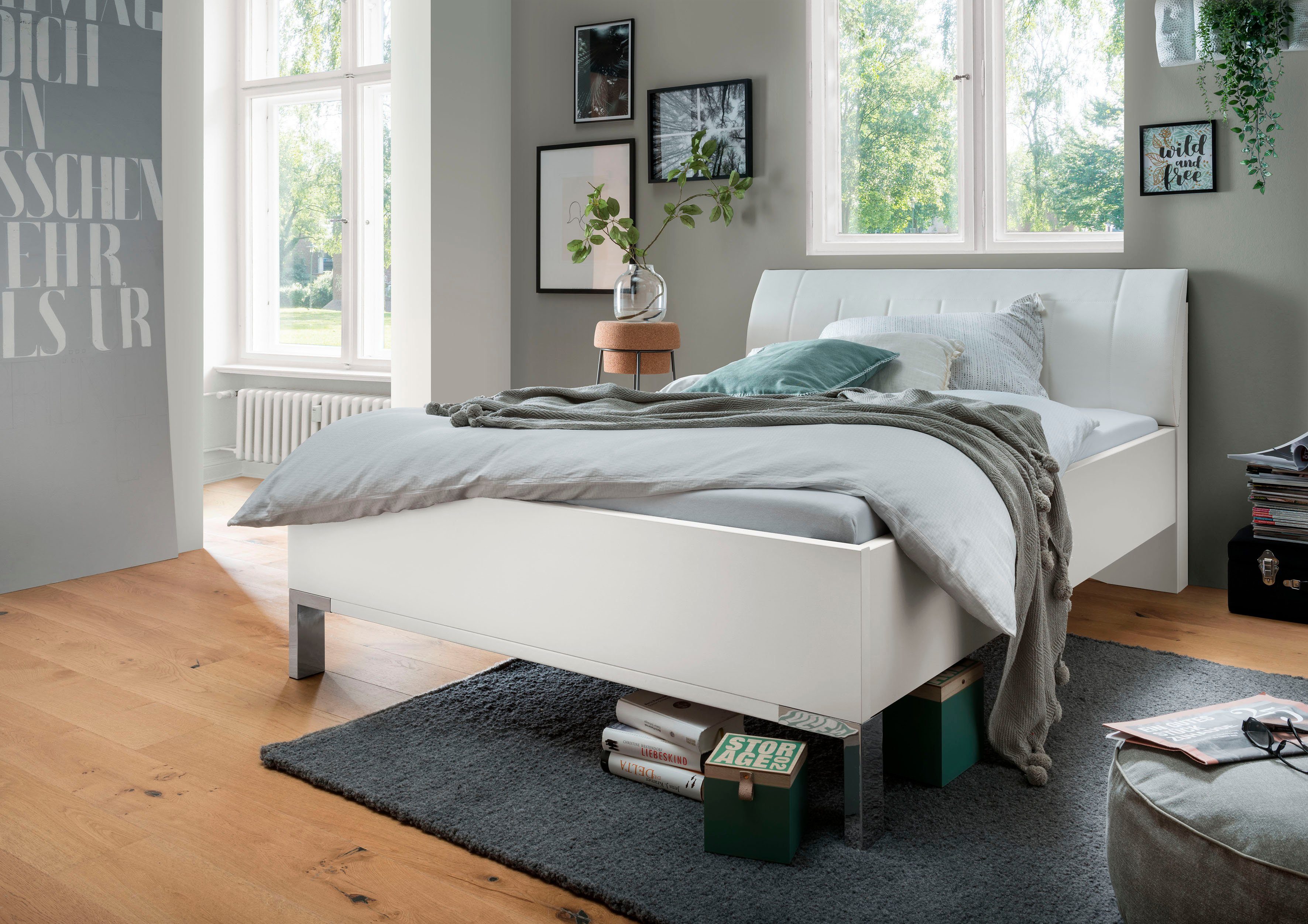 WIEMANN Futonbed Monaco, Bedframe, Bedframe, comfortabel gestoffeerd hoofdbord