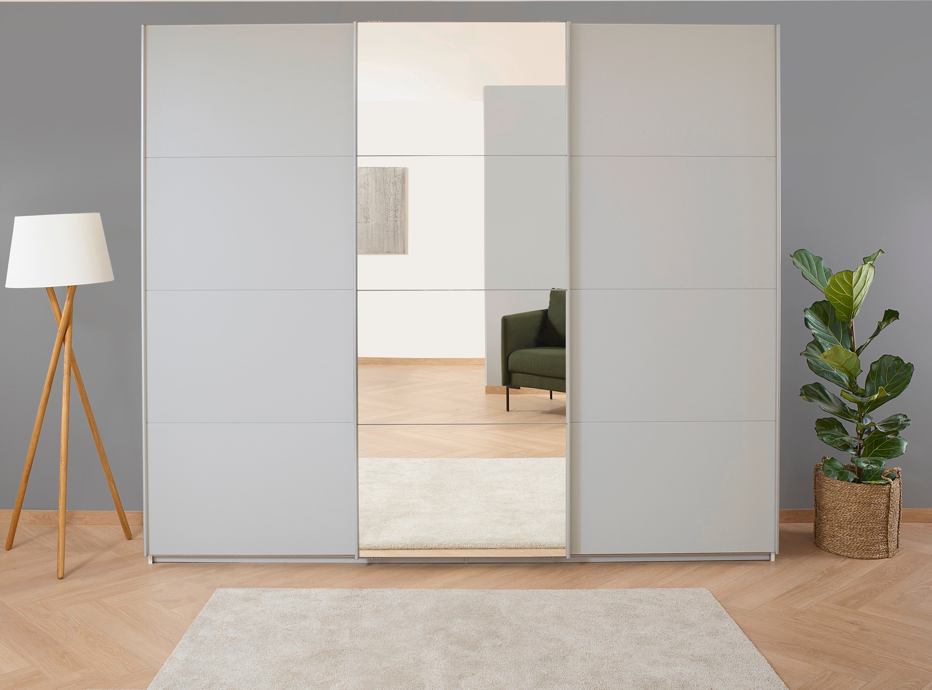 rauch Zweefdeurkast Kledingkast kast garderobe BESTSELLER KOLUNA met spiegel inclusief 2 binnenladen en extra legplanken made in germany