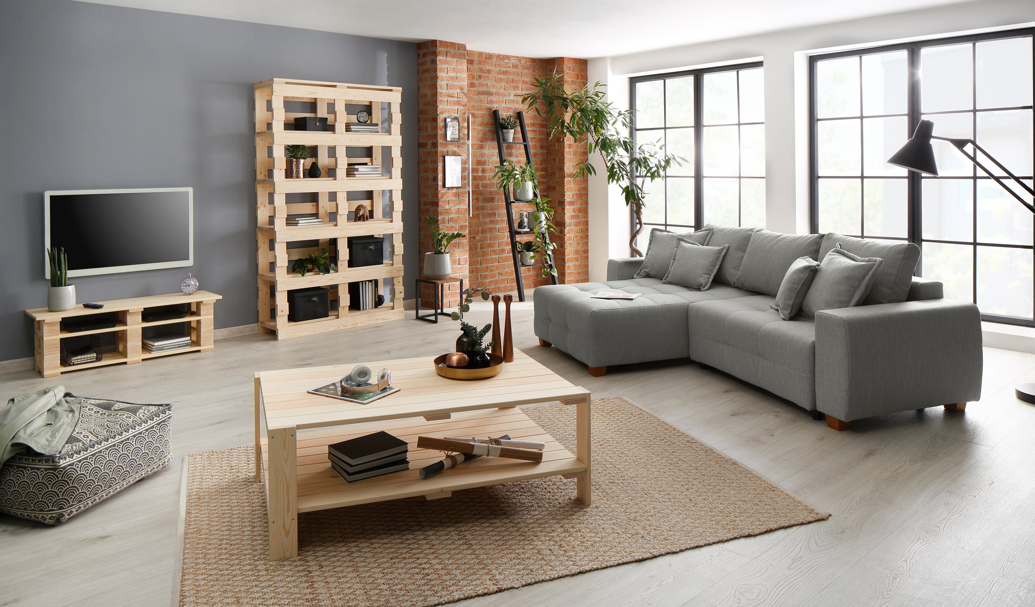 Home affaire Tv-meubel Pinus Kast in trendy paletontwerp
