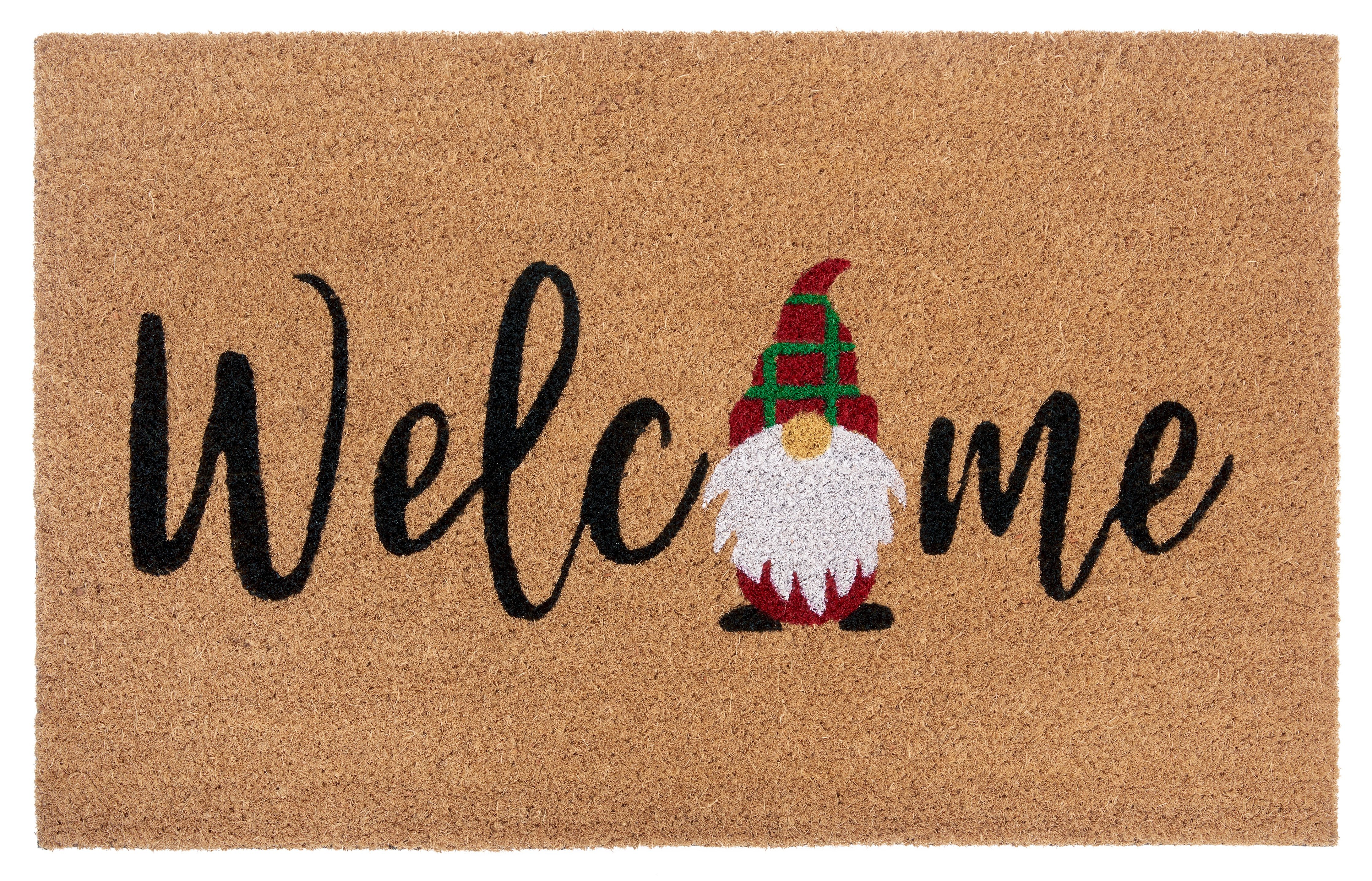 HANSE Home Mat Kokos Welcome Gnome Kerstmis, vuilafstotende mat, buiten, antislip, binnen, kokosmat