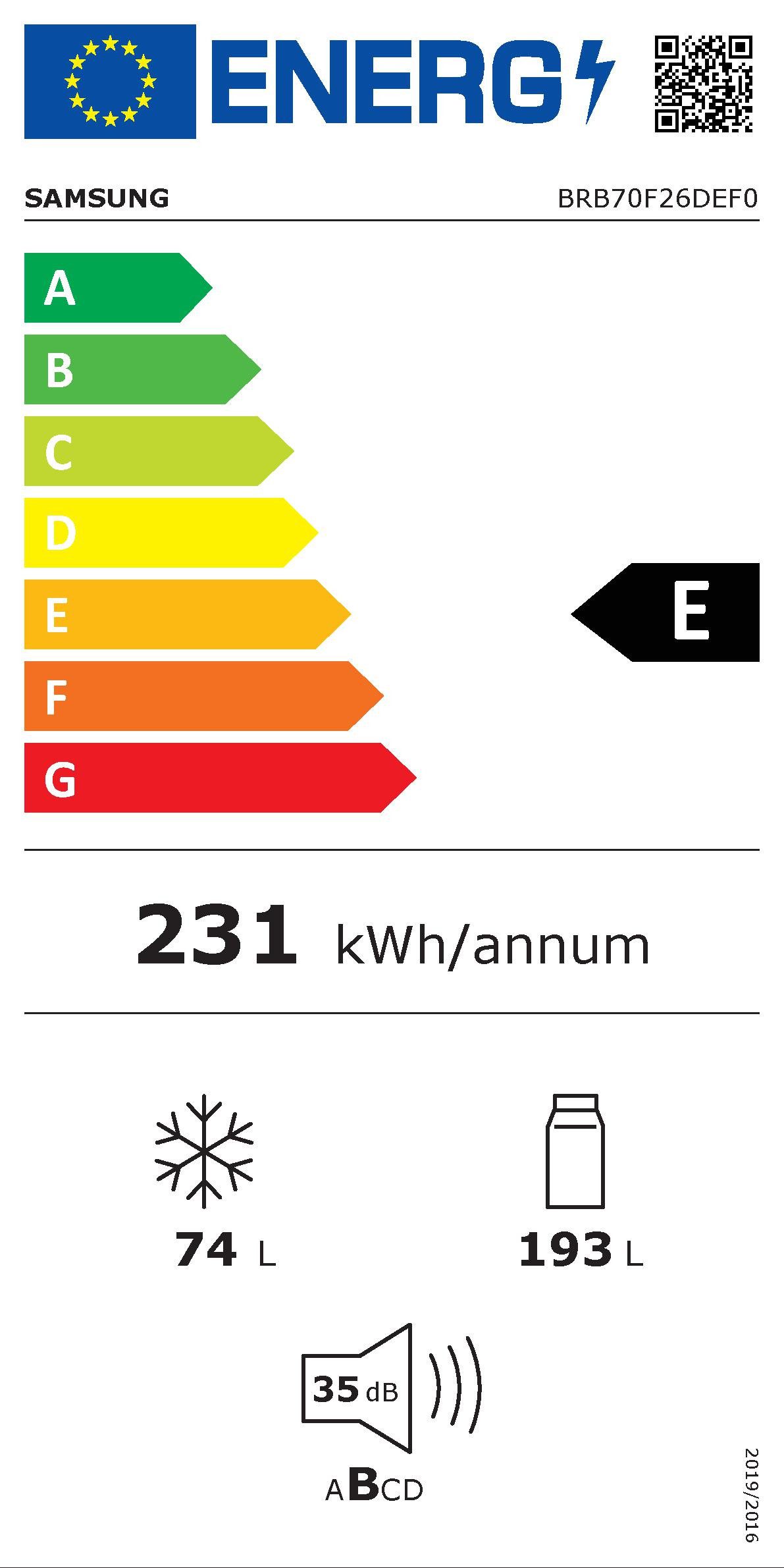 Samsung Inbouw koel-vriescombinatie BRB70F26DEFO, 177,5 cm x 54 cm