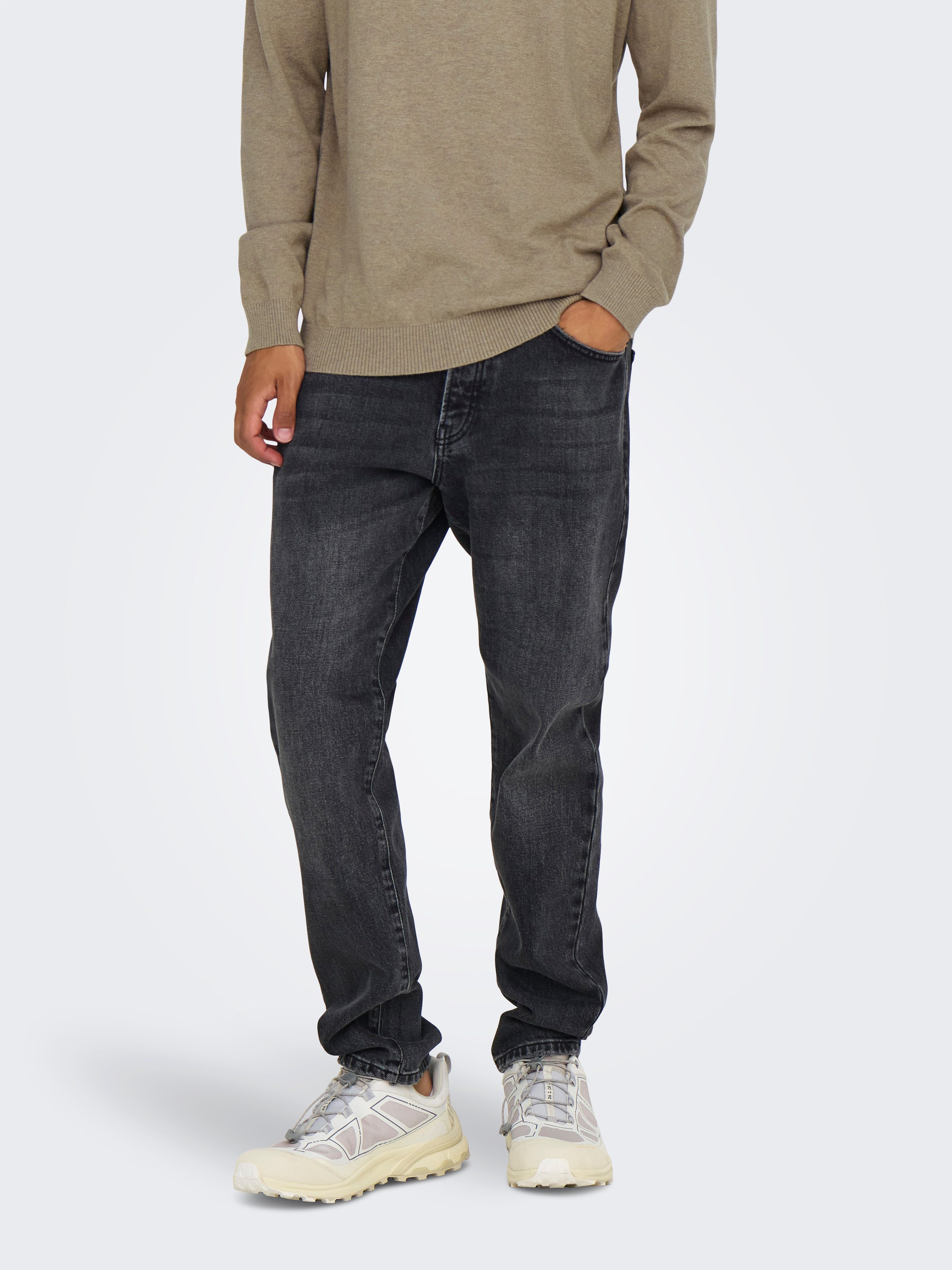 ONLY & SONS Relax fit jeans ONSYOKE TAPERED WB 7850 DOT DNM NOOS heren jeans maat 28 zwart