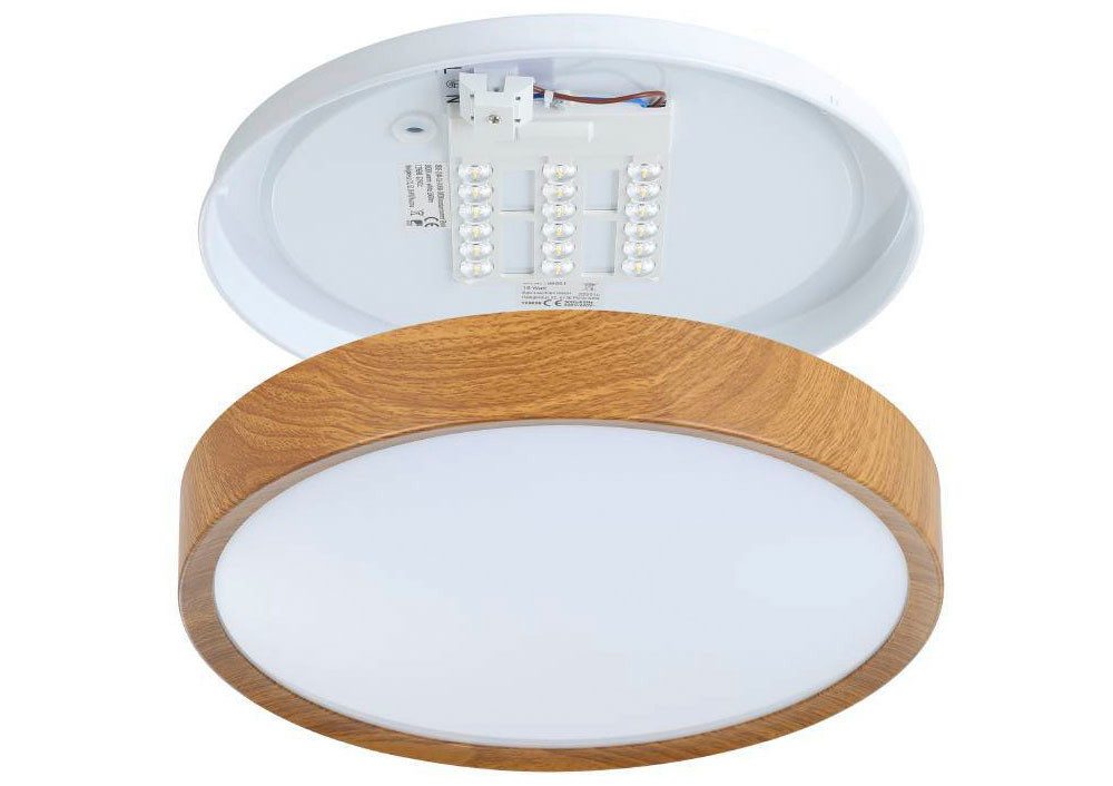 EGLO Plafondlamp MUSURITA Plafondlamp, woonkamer, staal, kunststof, houtlook, wit, Ø 34 cm (1 stuk)