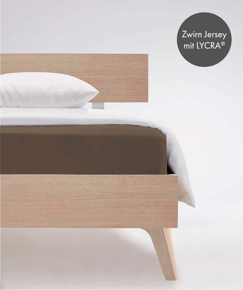 fleuresse Hoeslaken Comfort duurzaam & kreukvrij, perfecte pasvorm door power-stretch (1 stuk) hoeslakens maat 140-160 cm x 200-220 cm bruin