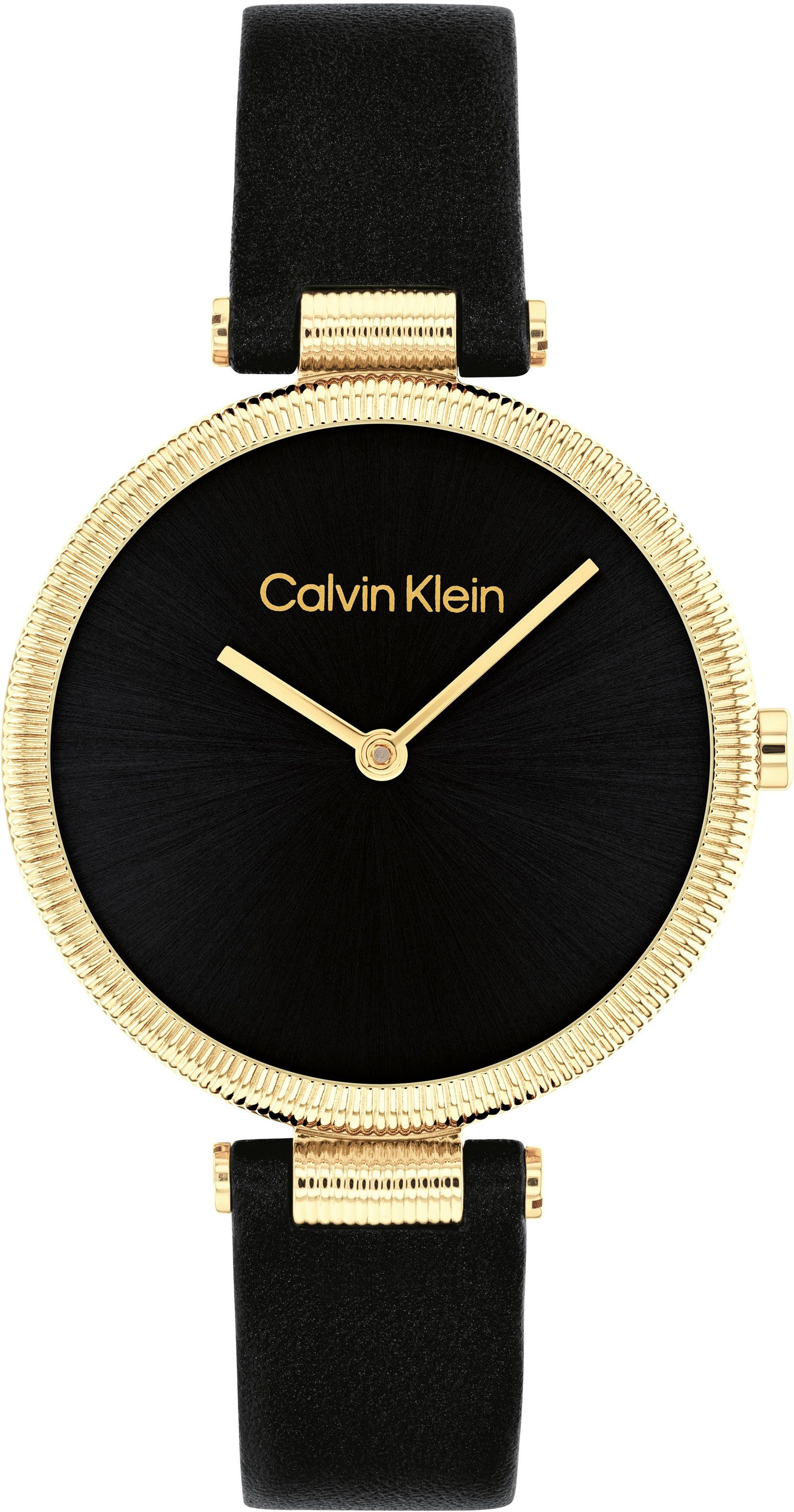 Calvin Klein Kwartshorloge Timeless Polshorloge, dameshorloge, mineraalglas, leren armband