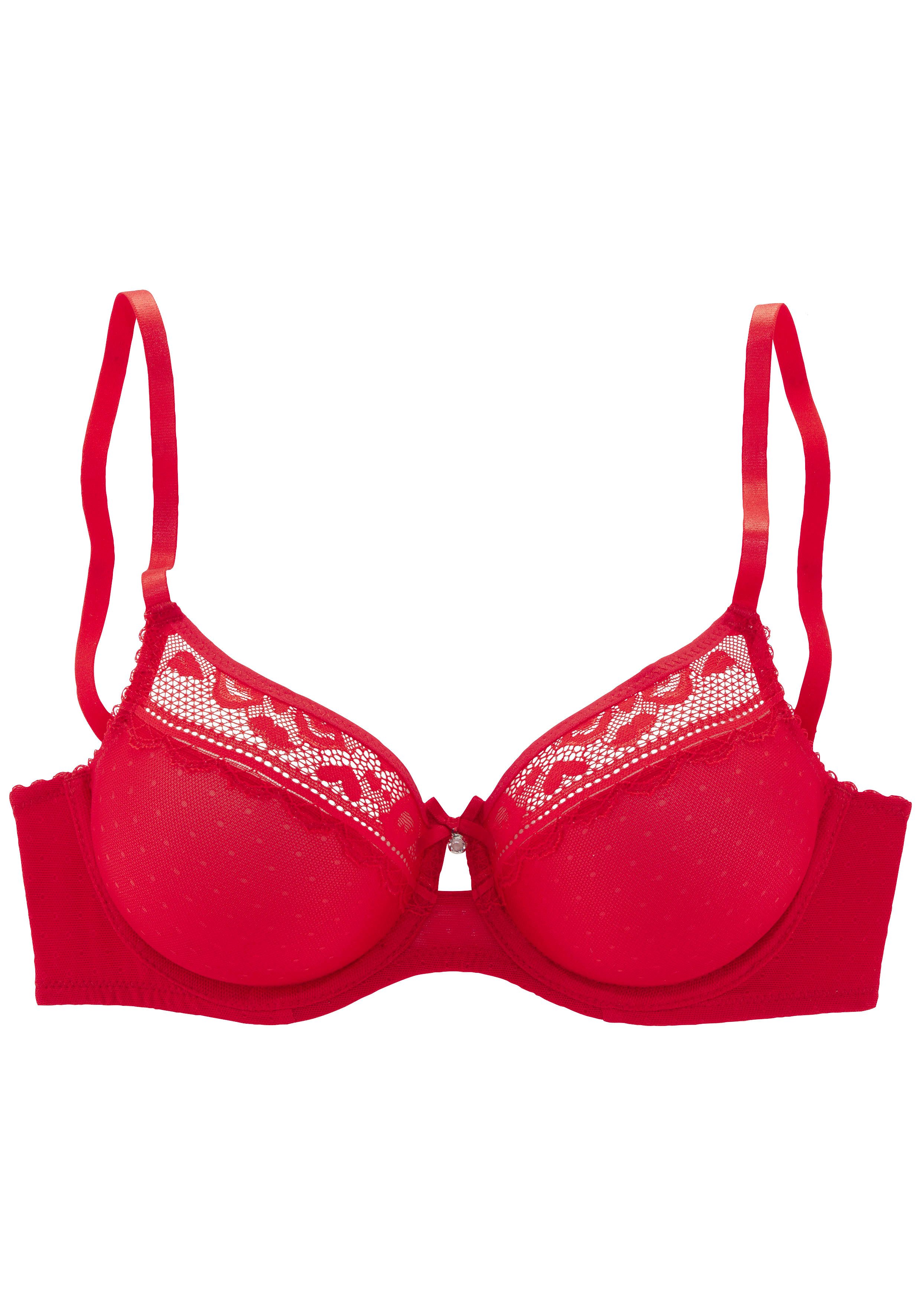 Vivance T-shirt-bh gemaakt van fijne mesh en kant in kussende mond look, lingerie