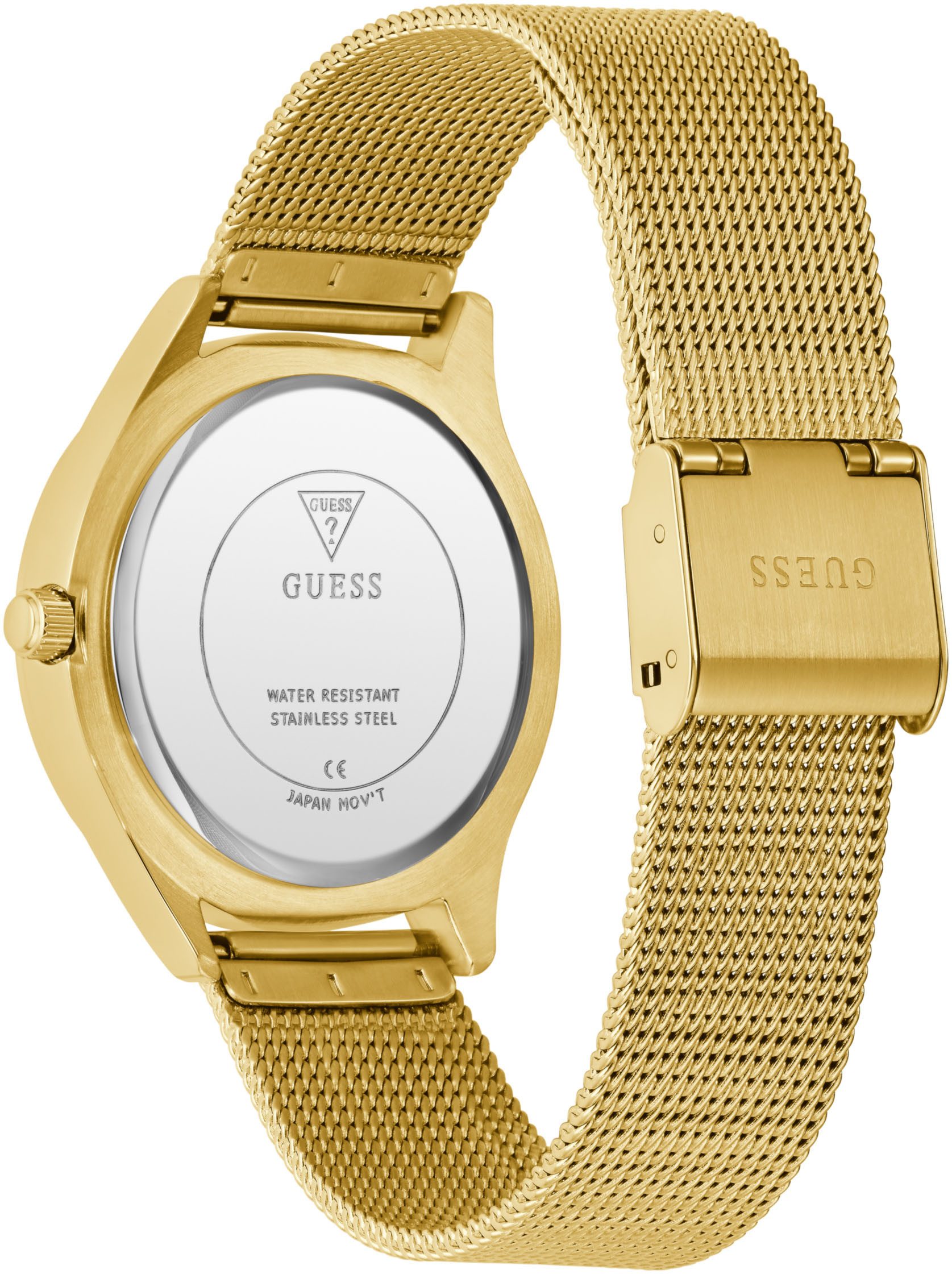 Guess Kwartshorloge GLITZ PLAQUE Horloge, dameshorloge, stalen band, mineraalglas, analoog