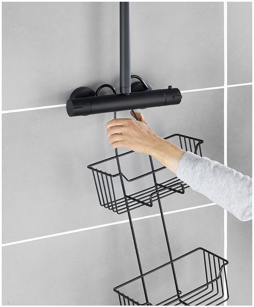 WENKO Badkamerrekje Modell Milo Douche-caddy, 2 etages, om in te hangen zonder boren, roestvrij staal
