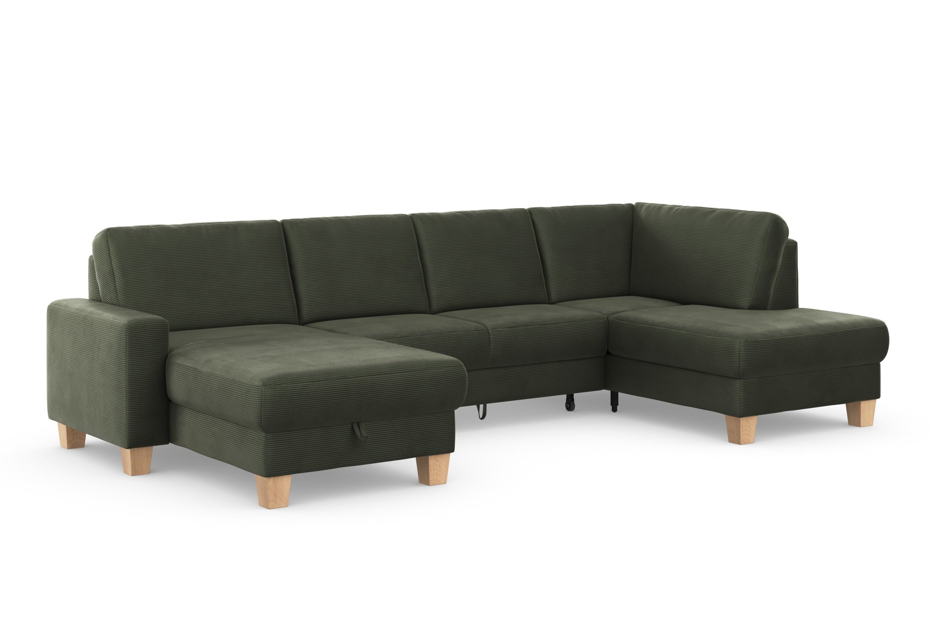 Home affaire Zithoek SUMMER U-vorm met of zonder slaapfunctie en bedkist, cordbekleding