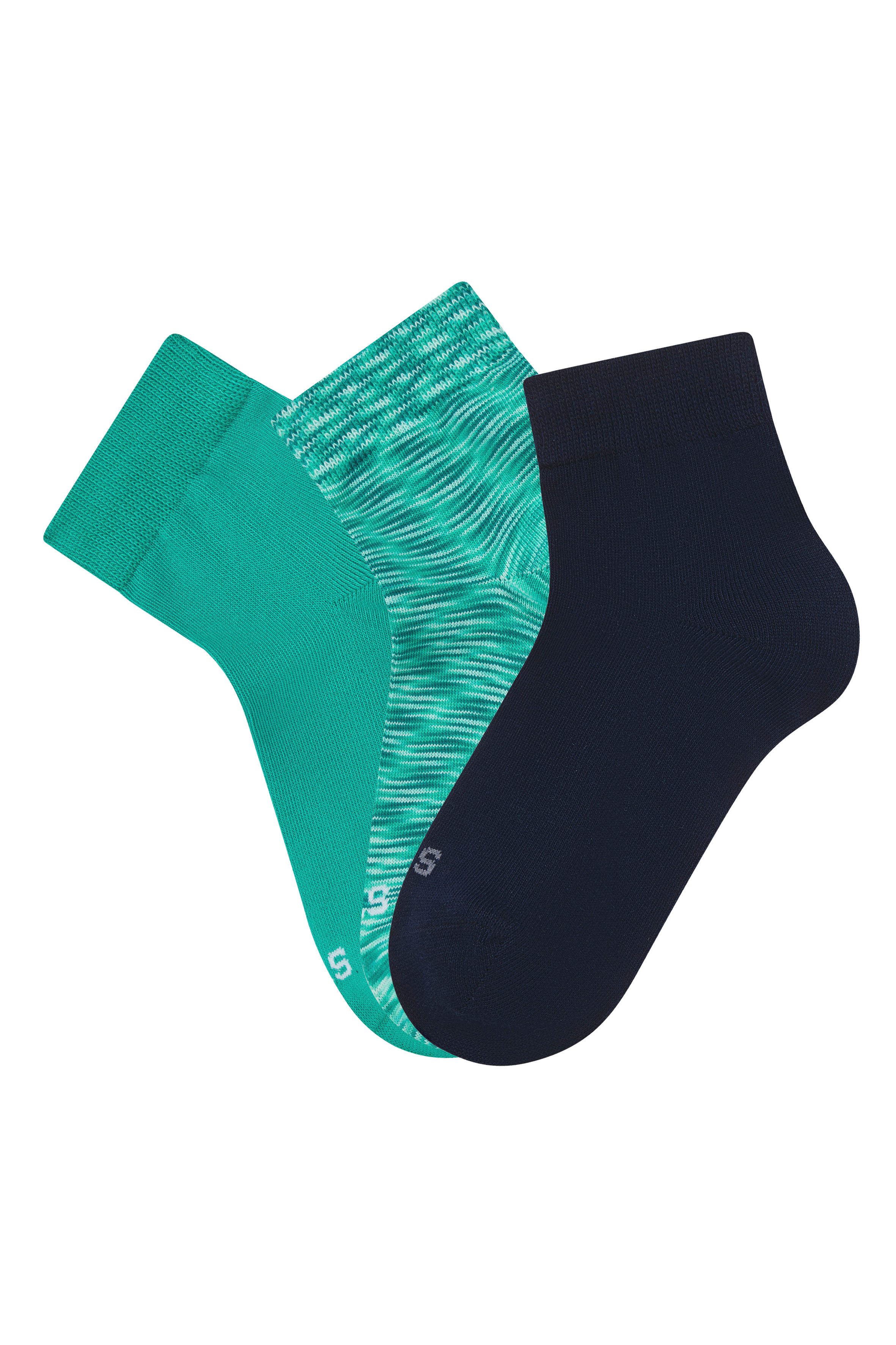 H.I.S Korte sokken tweemaal effen, eenmaal gemêleerd (set, 3 paar) dames sneakersokken maat 35-38 groen