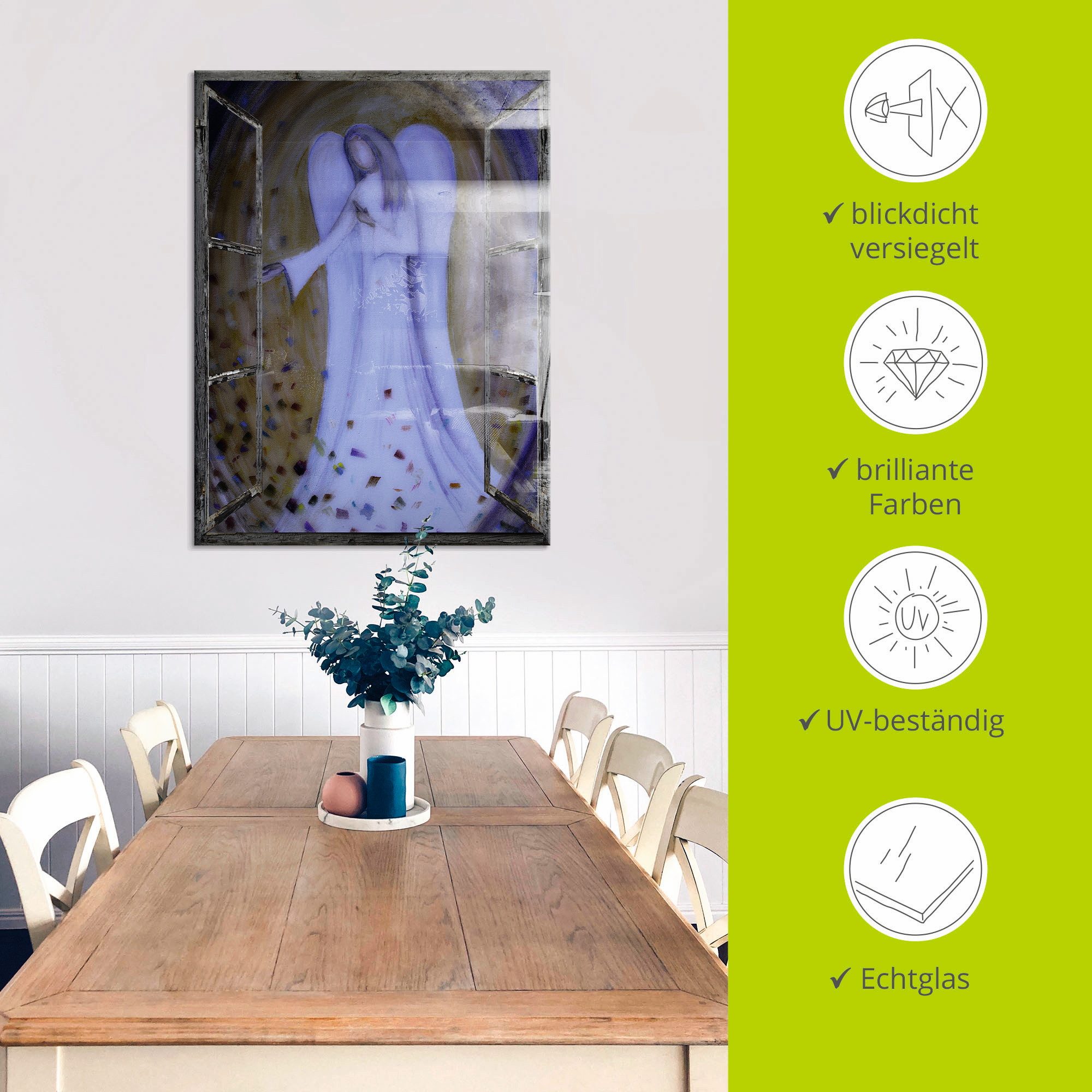 Artland Print op glas Blik uit het venster - engel