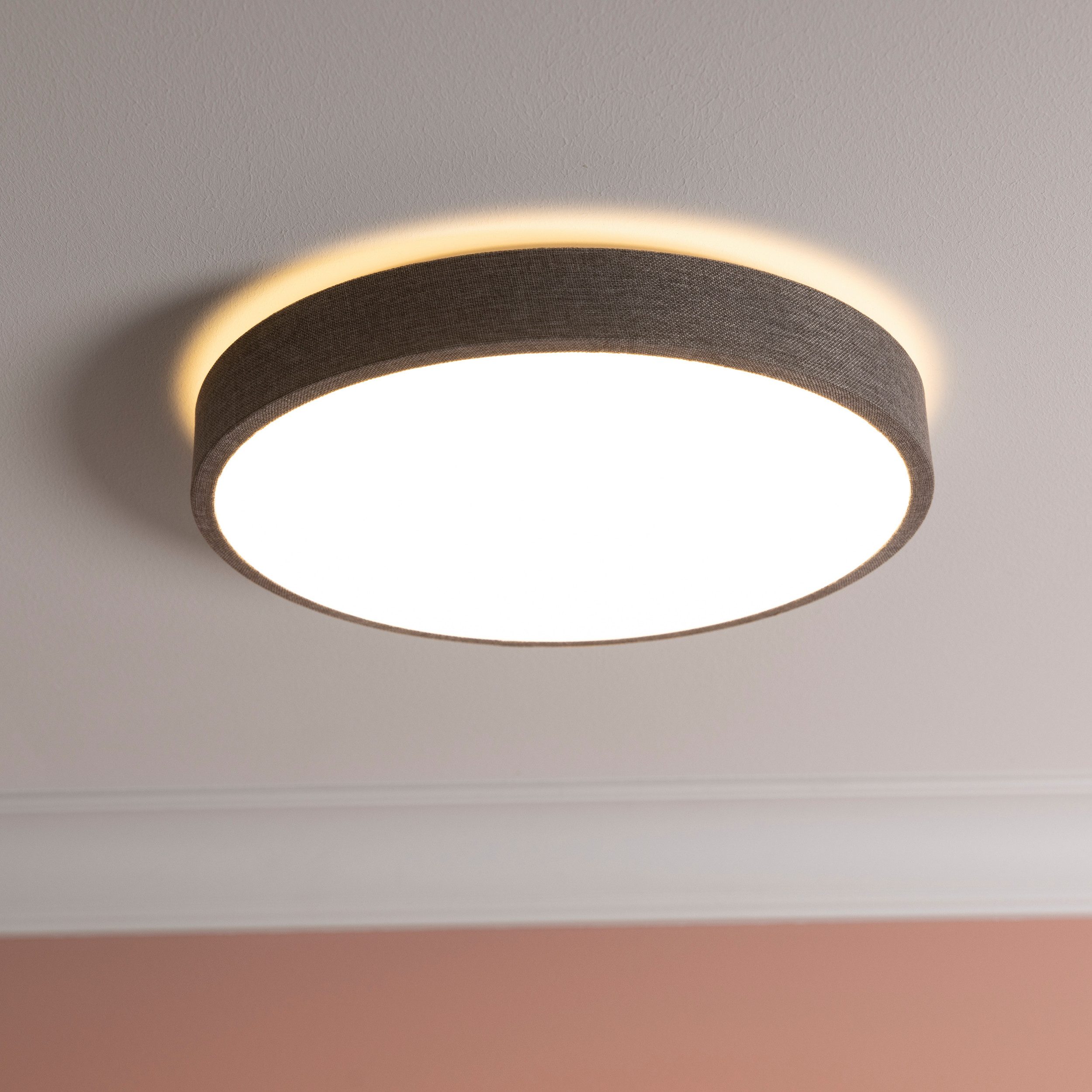 Brilliant Leuchten Led-plafondlamp Filiz Textiel, Ø 39 cm, 24 W, 2400 lm, 3000 K, 3-standen dimbaar (1 stuk)