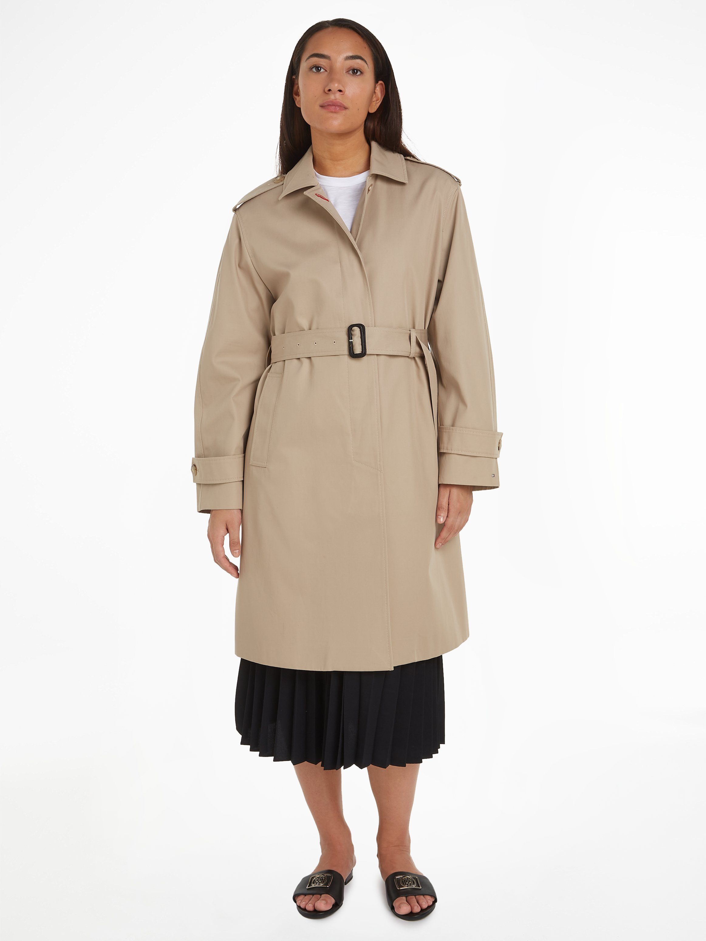 Tommy Hilfiger Trenchcoat COTTON SB BELTED COAT met geknoopte schouderbanden