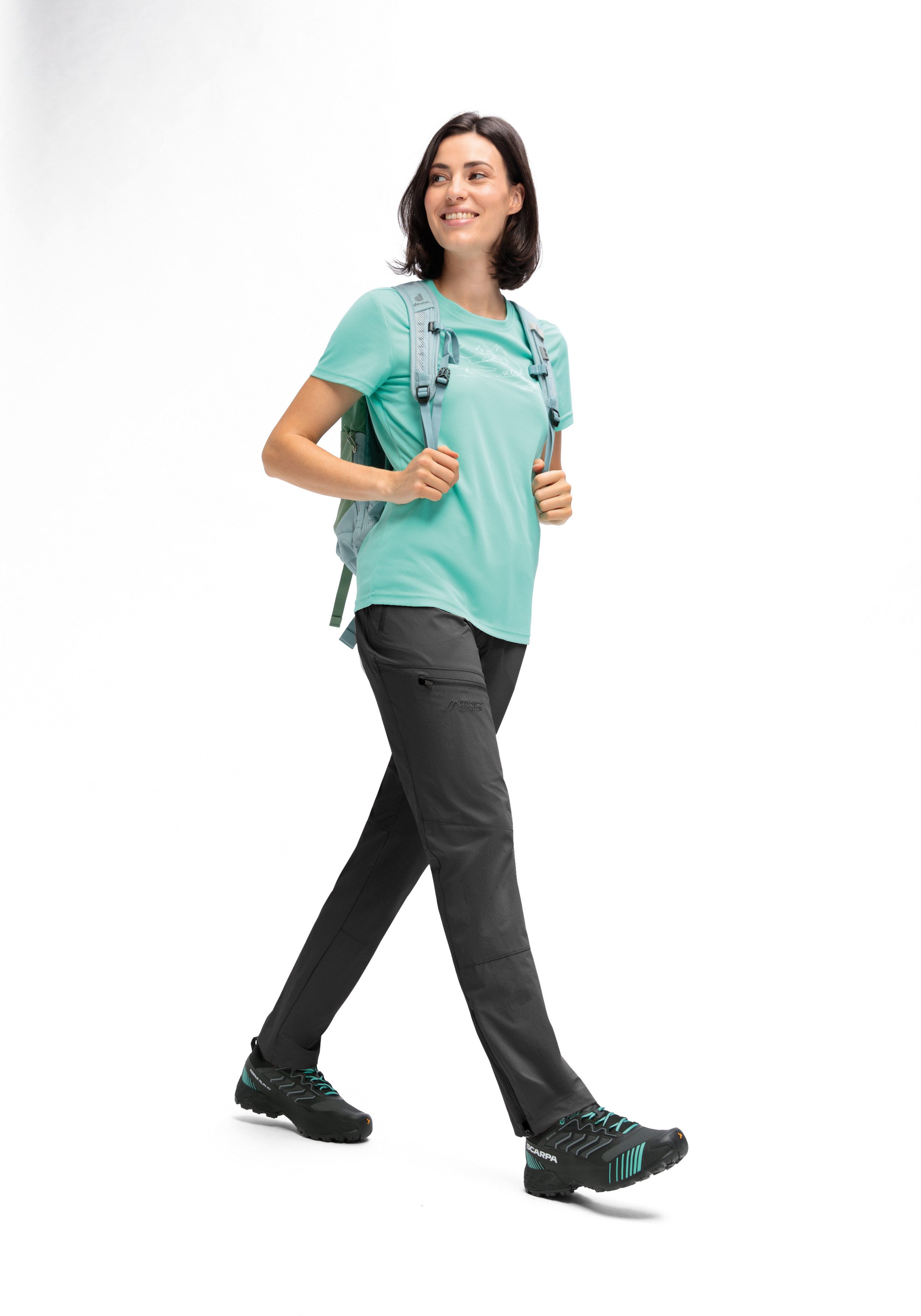 Maier Sports Outdoorbroek Inara slim Vario Dames wandelbroek, functionele broek met variabele tailleband en 4 zakken, slim fit