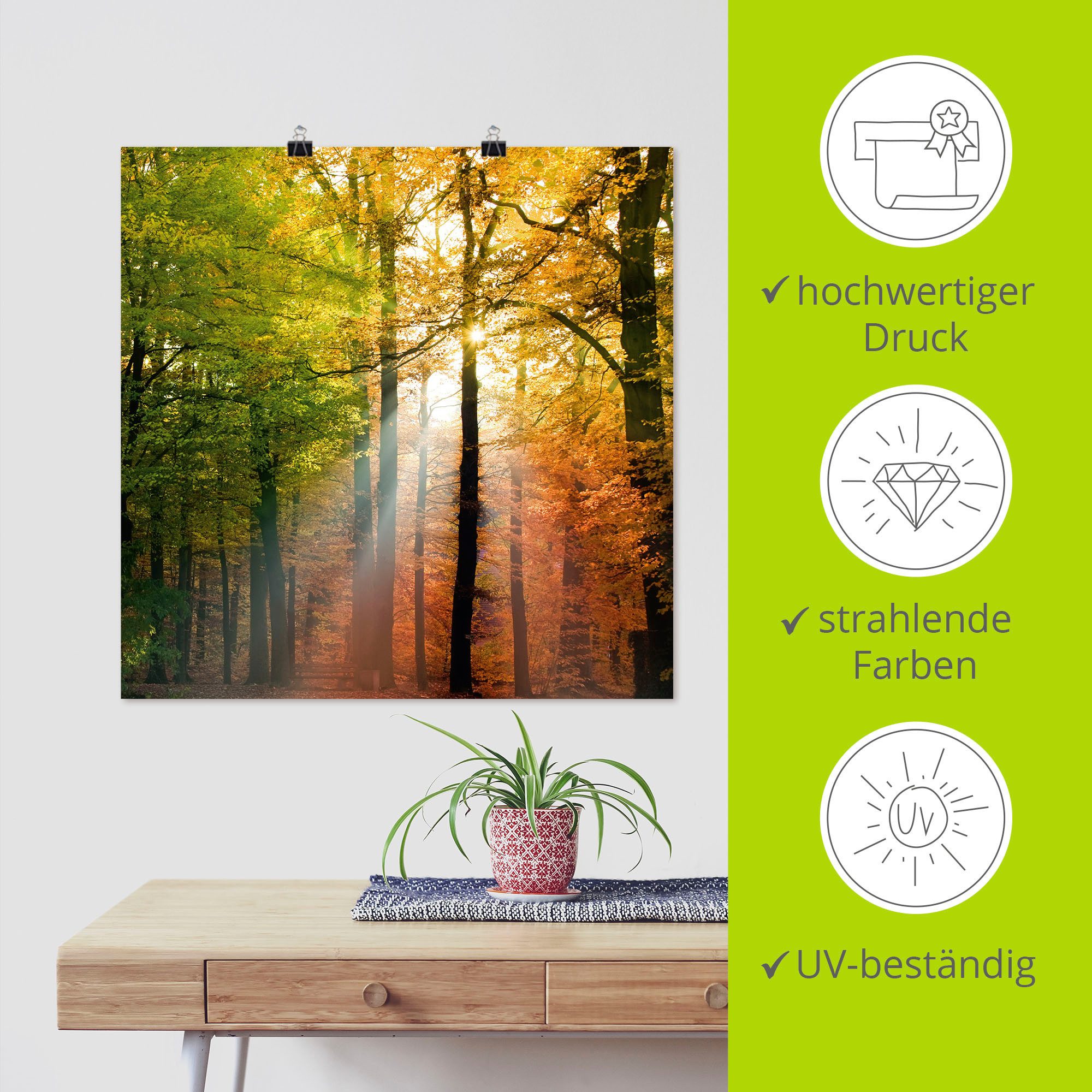 Artland Artprint Mooie herfstdag 2 als artprint van aluminium, artprint voor buiten, artprint op linnen, poster in verschillende maten. maten