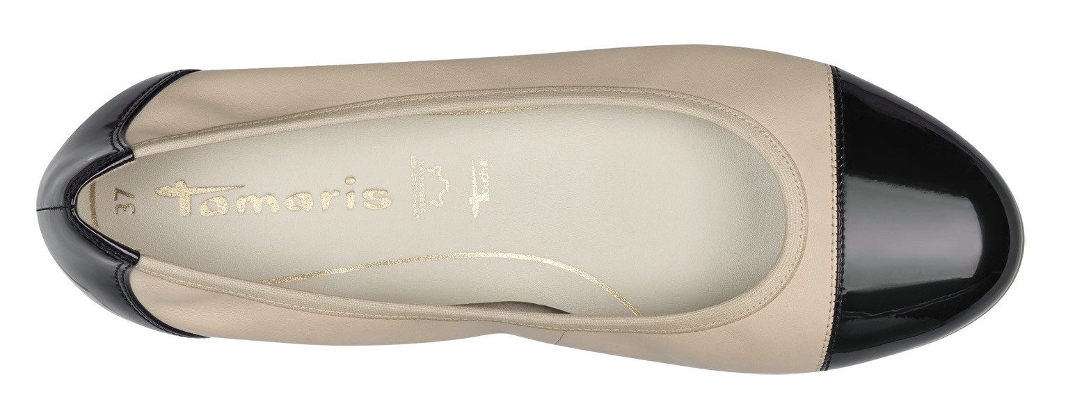 Tamaris Ballerina's , blockhak, business schoen, instapschoen met elastische afwerking