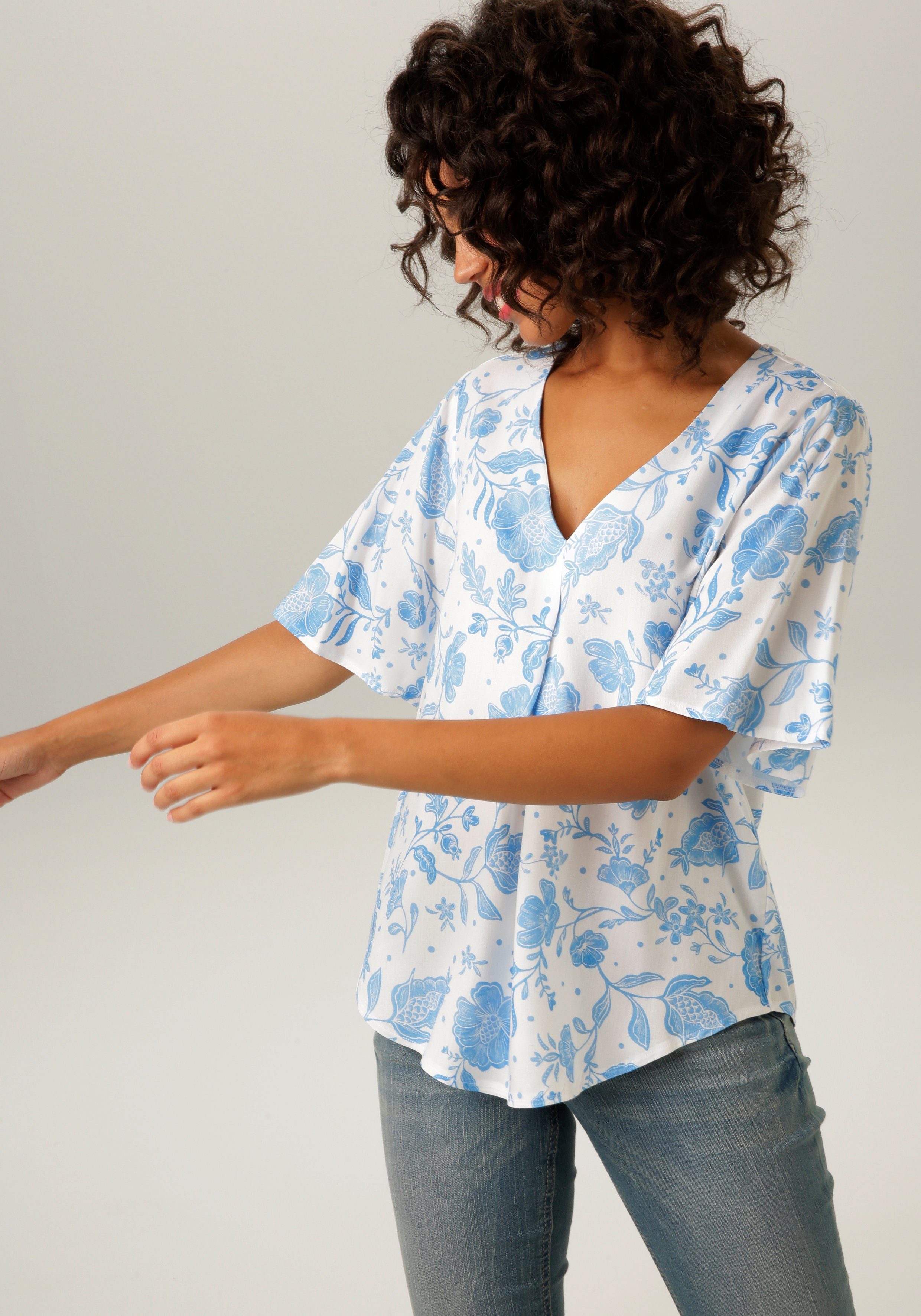 Aniston CASUAL Blouse zonder sluiting met maxi-bloemenprint
